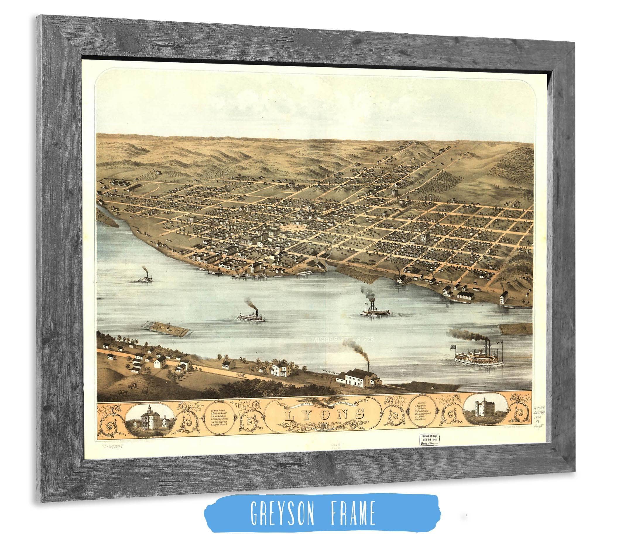 Birds Eye View Of The City Of Lyons Clinton Co Iowa 1868 State of Iowa - Image 6