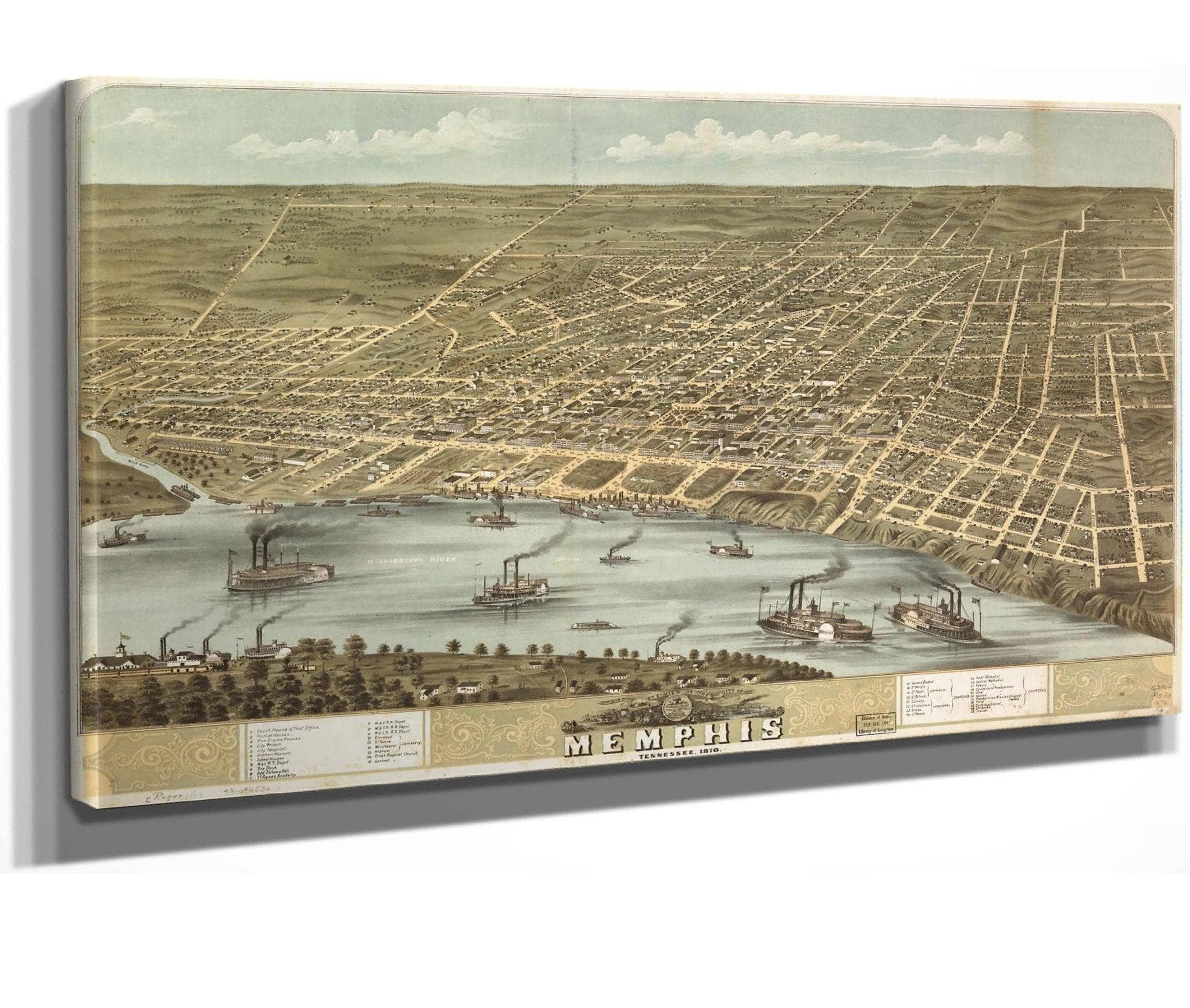 Birds Eye View Of The City Of Memphis Tennessee 1870 State Of Tennessee