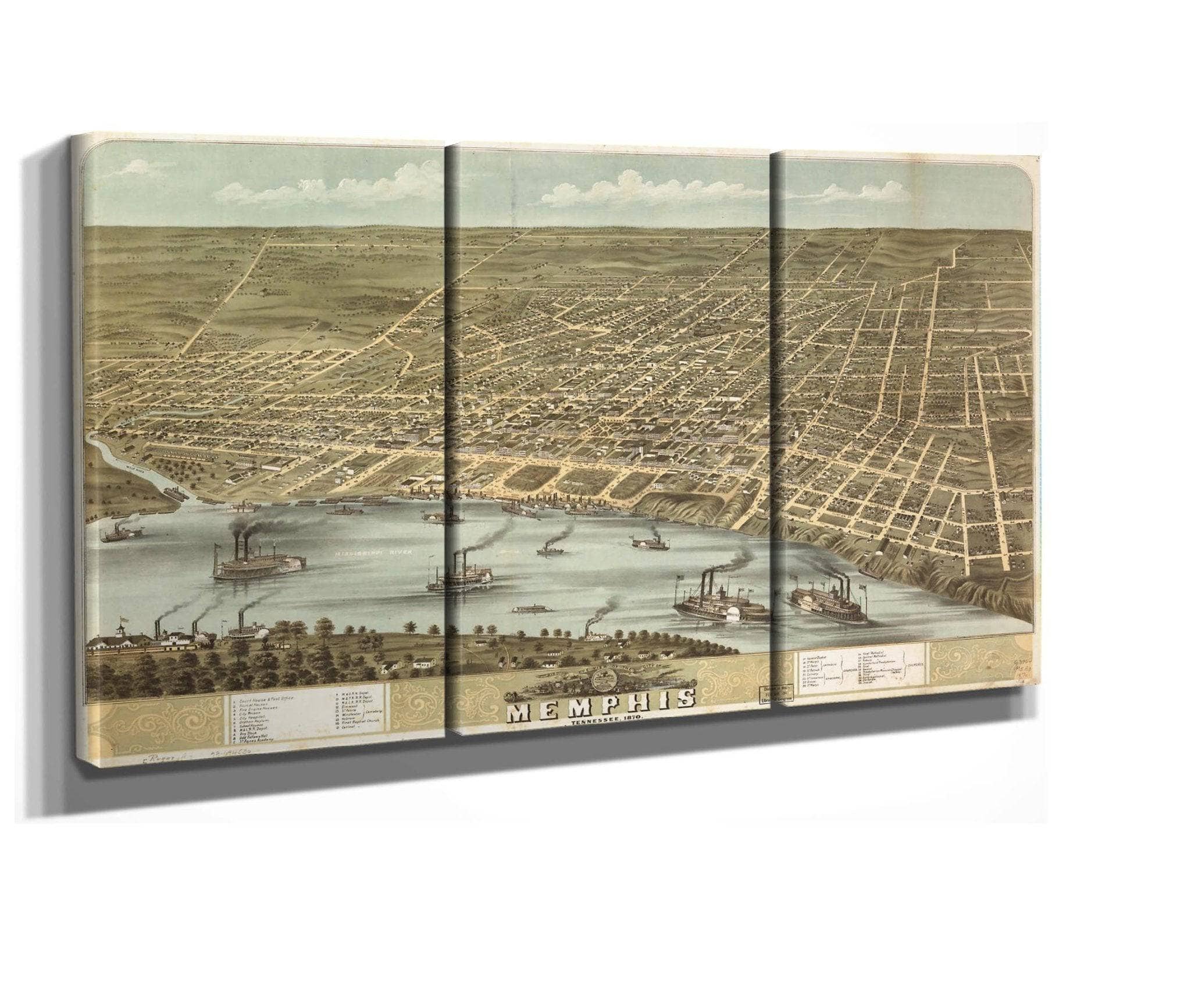 Birds Eye View Of The City Of Memphis Tennessee 1870 State Of Tennessee - Image 2