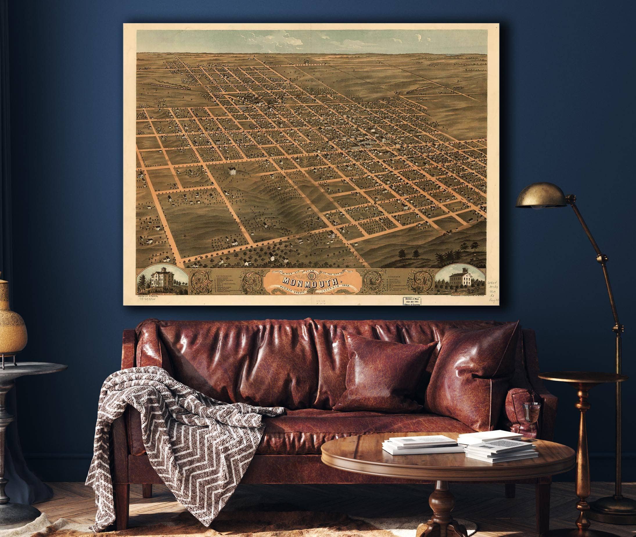 Birds Eye View Of The City Of Monmouth Warren County Illinois 1869 State of Illinois - Image 4
