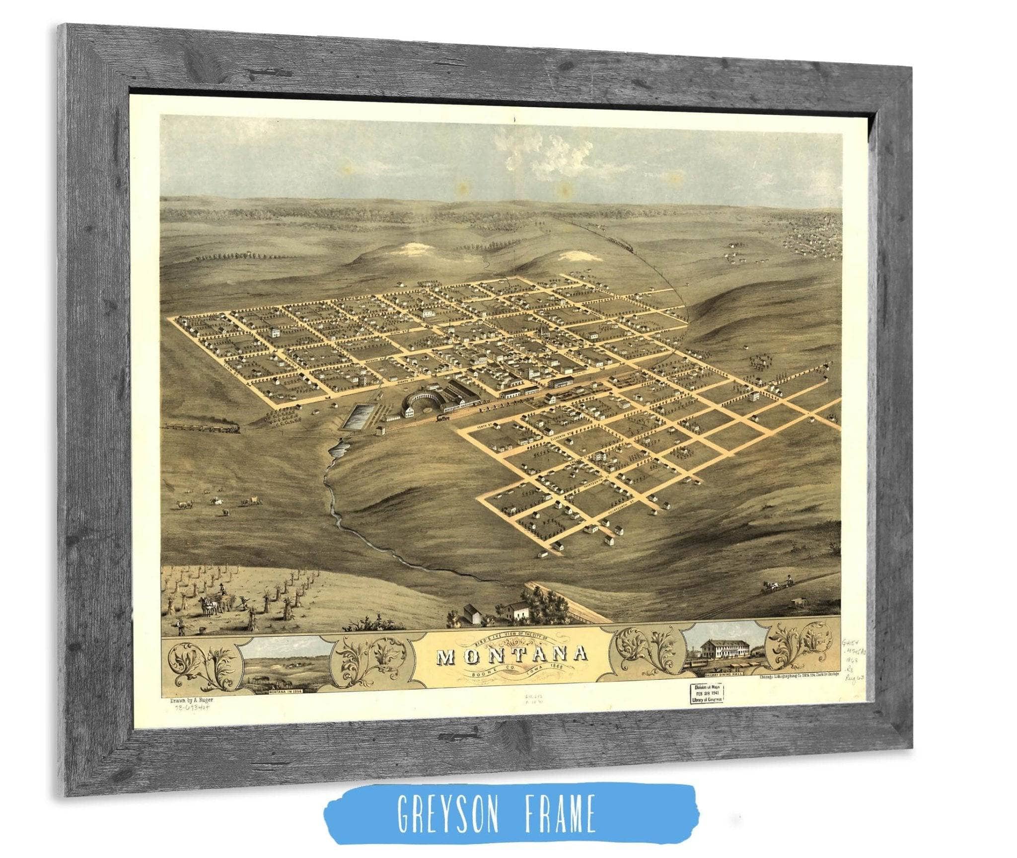 Birds Eye View Of The City Of Montana, Boone Co Iowa 1868 State of Iowa - Image 6