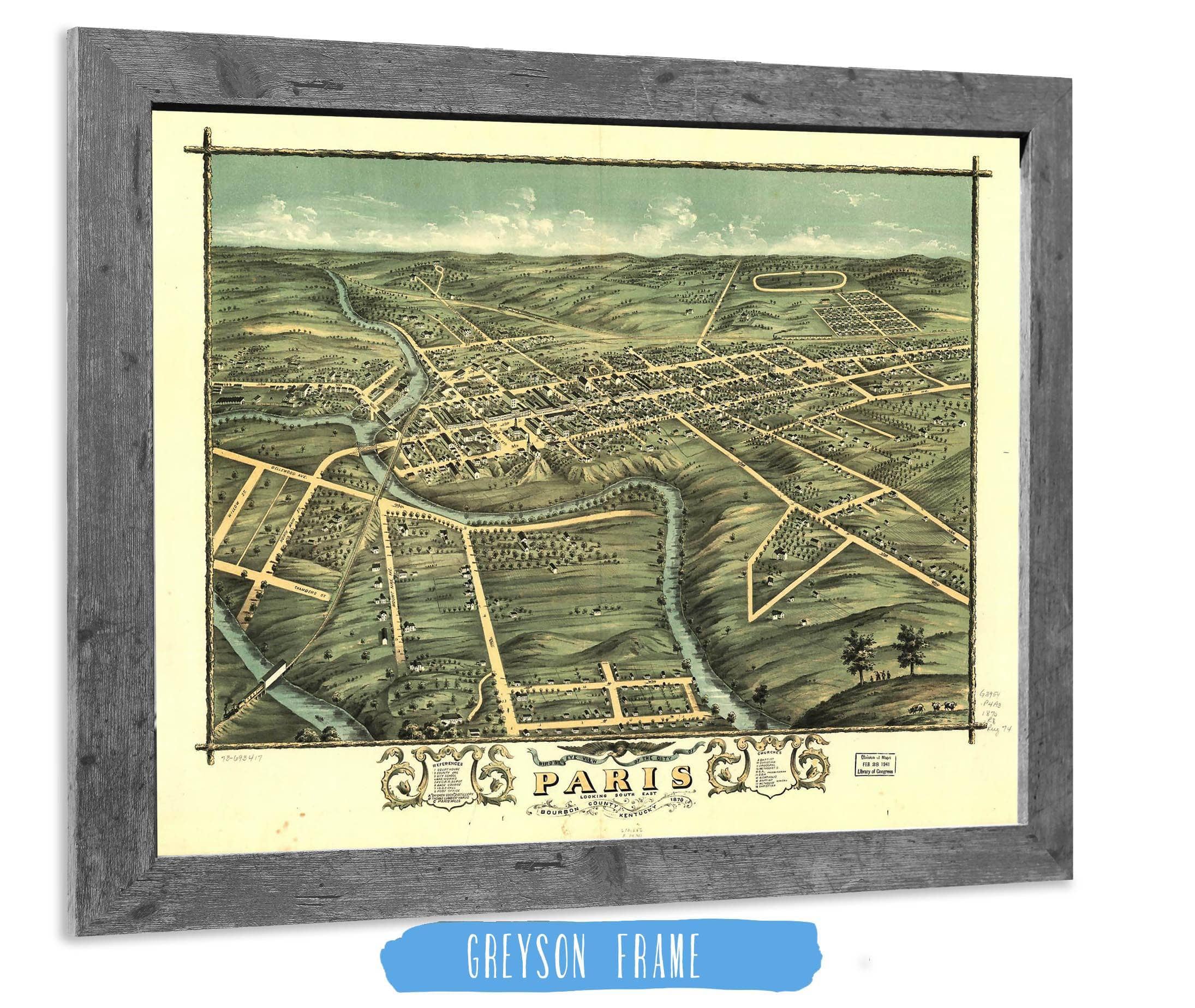 Birds Eye View Of The City Of Paris Bourbon County Kentucky 1870 State of Kentucky - Image 6