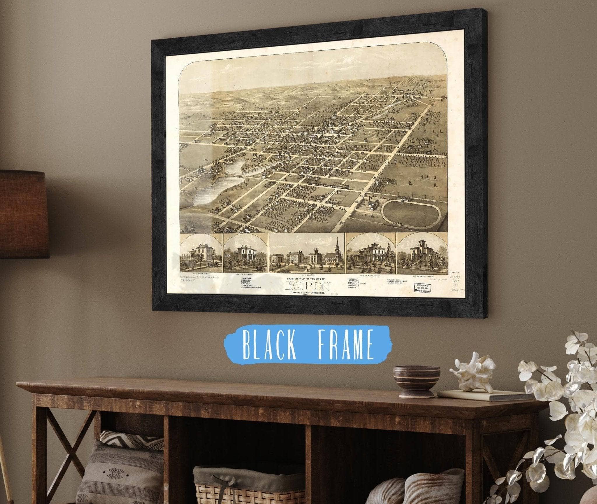 Birds Eye View Of The City Of Ripon Fond Du Lac Co Wisconsin 1867 State of Wisconsin - Image 2