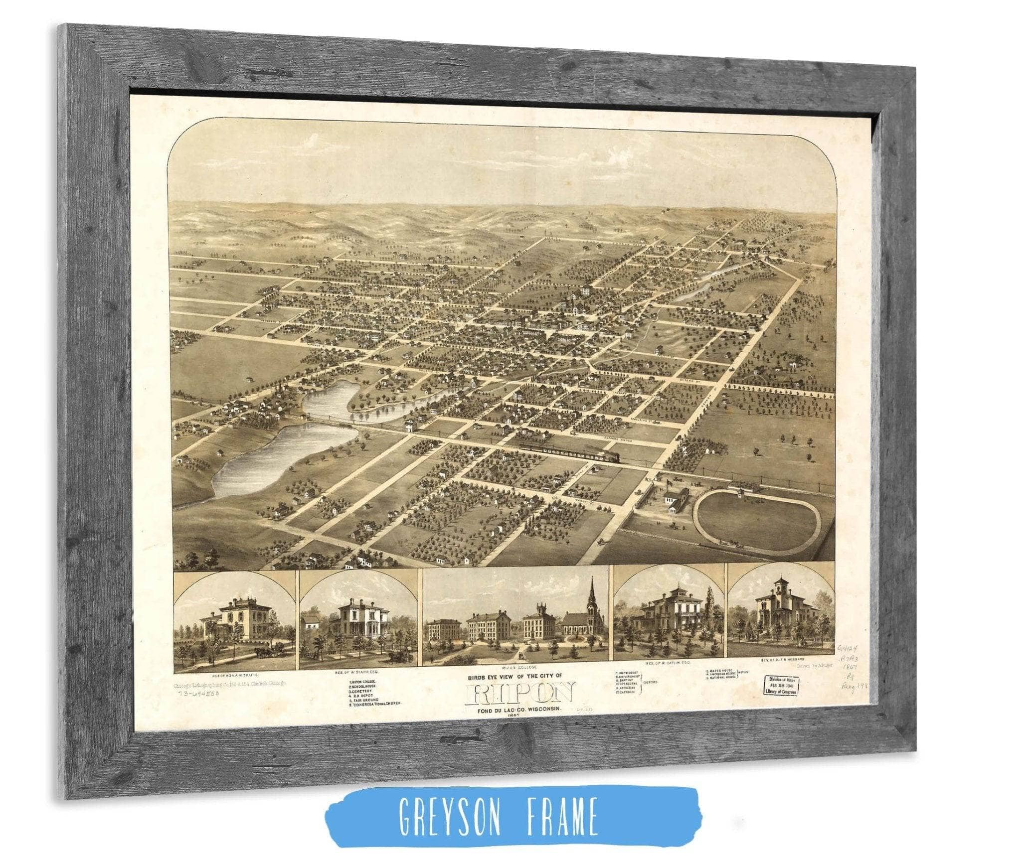 Birds Eye View Of The City Of Ripon Fond Du Lac Co Wisconsin 1867 State of Wisconsin - Image 6