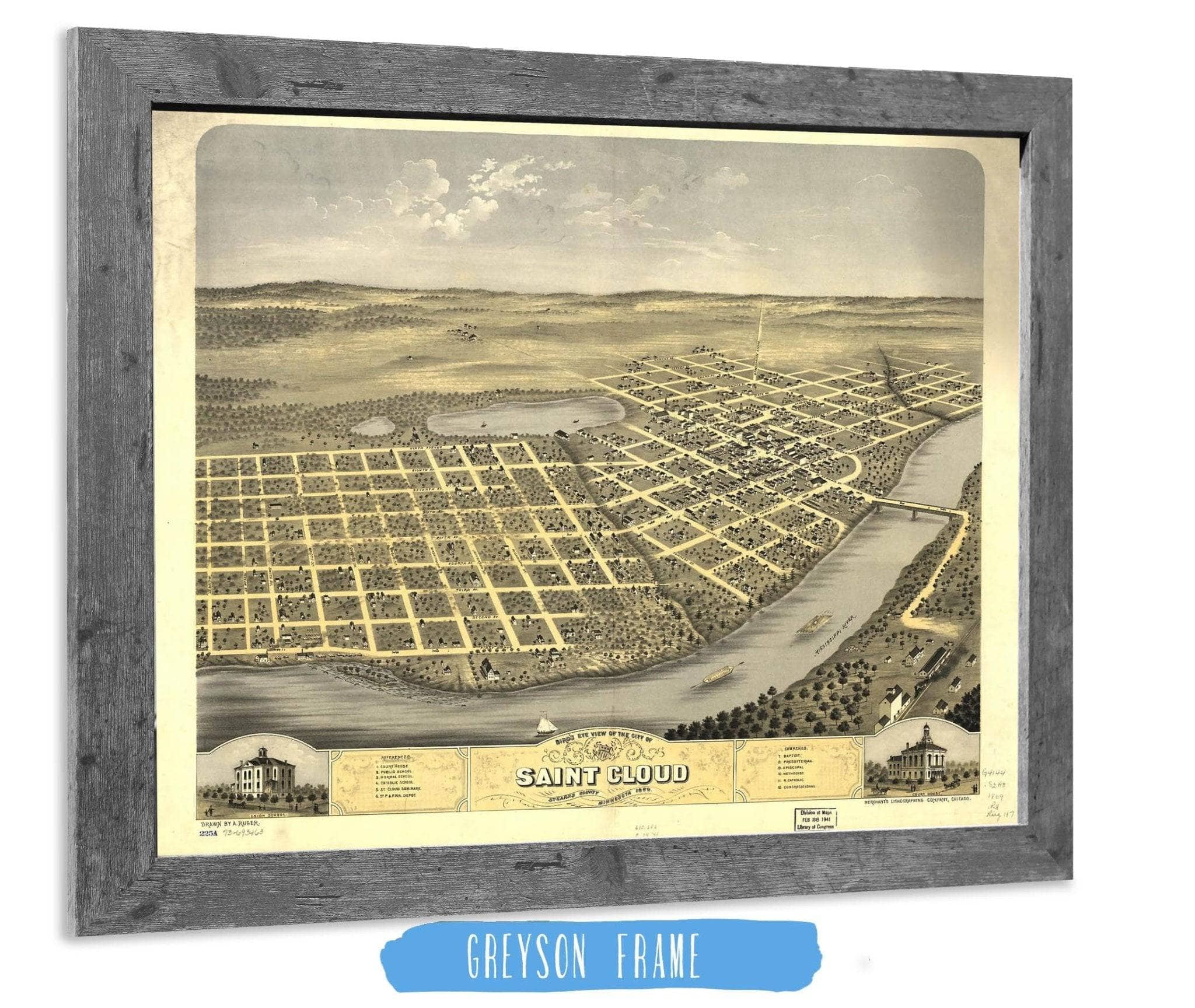 Birds Eye View Of The City Of Saint Cloud Stearns County Minnesota 1869 State of Minnesota - Image 6