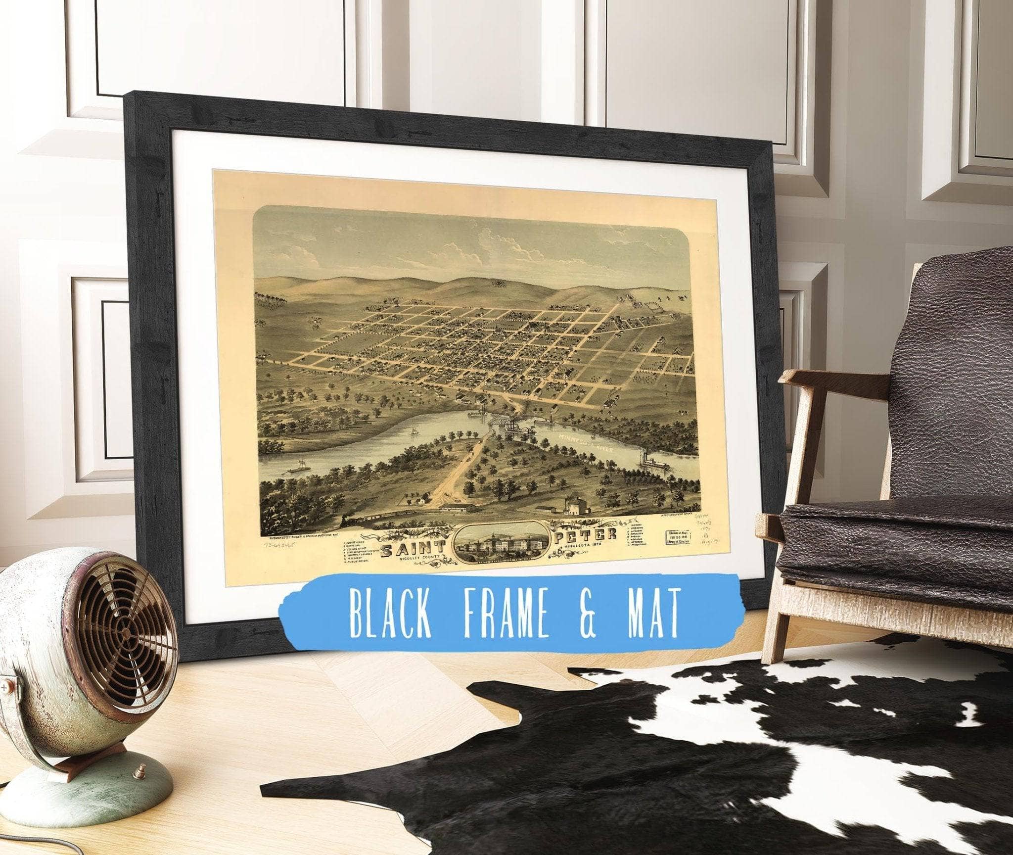 Birds Eye View Of The City Of Saint Peter Nicollet County Minnesota 1870 State of Minnesota - Image 3