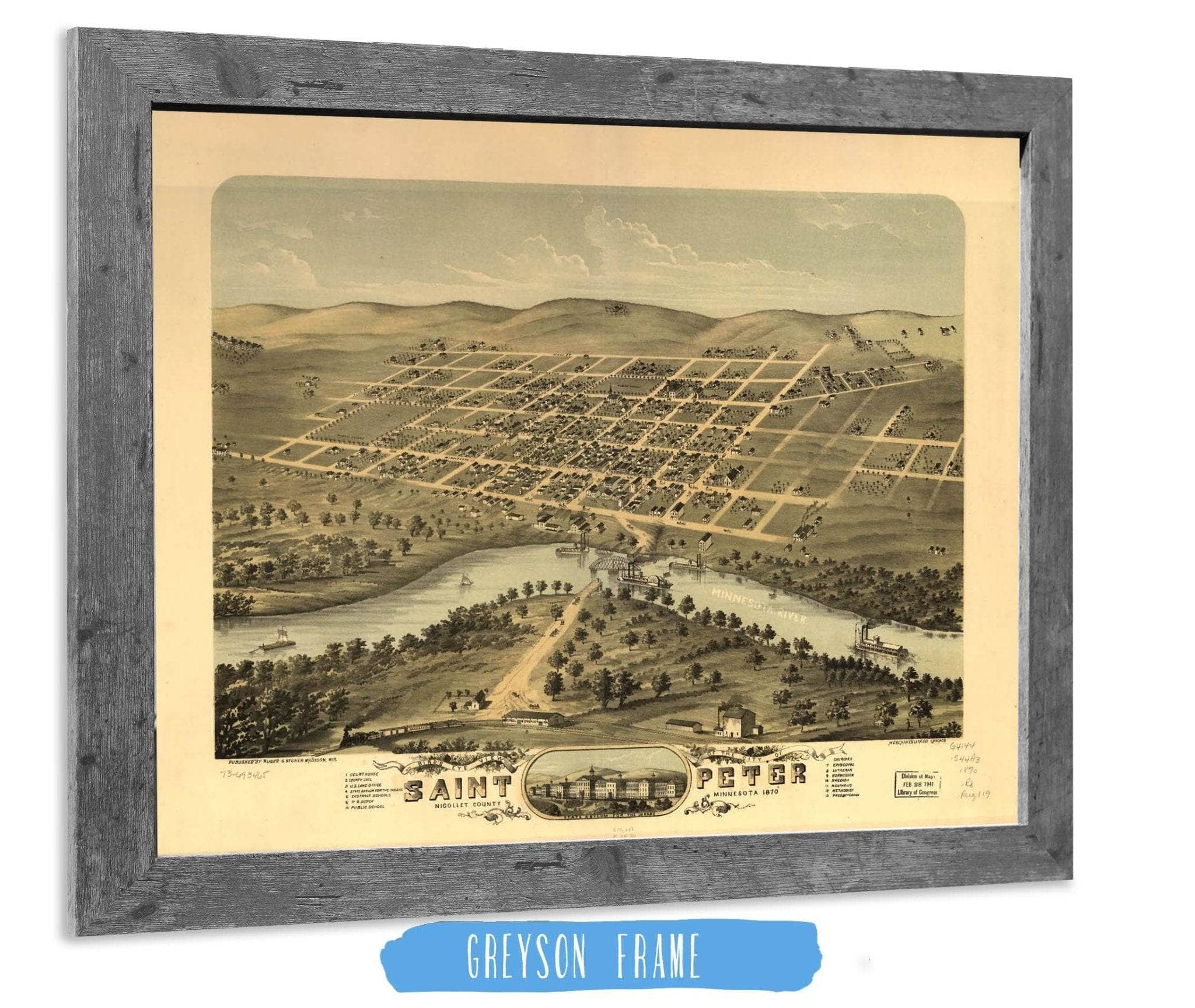 Birds Eye View Of The City Of Saint Peter Nicollet County Minnesota 1870 State of Minnesota - Image 6