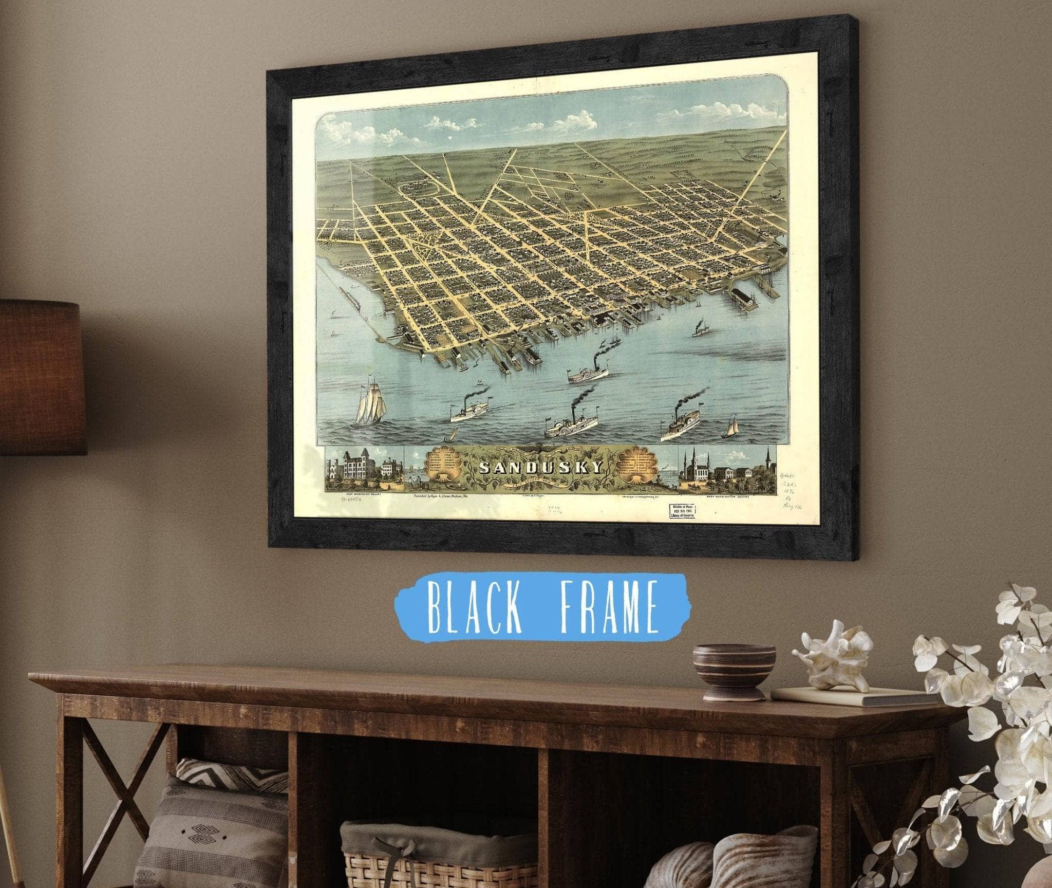 Birds Eye View Of The City Of Sandusky Erie County Ohio 1870 State of Ohio - Image 2