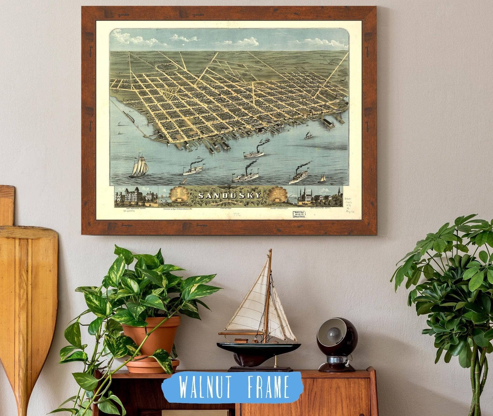Birds Eye View Of The City Of Sandusky Erie County Ohio 1870 State of Ohio - Image 4