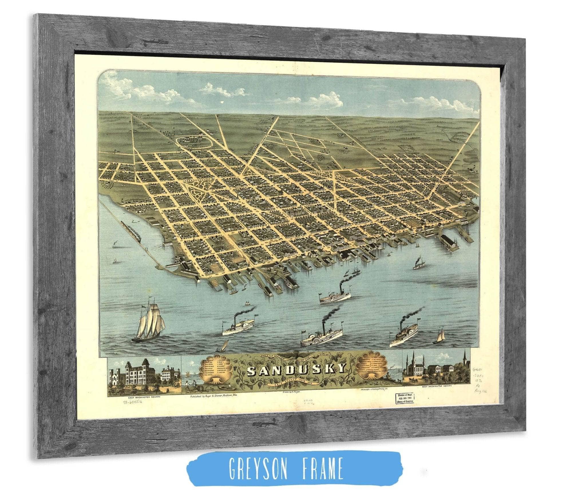 Birds Eye View Of The City Of Sandusky Erie County Ohio 1870 State of Ohio - Image 6