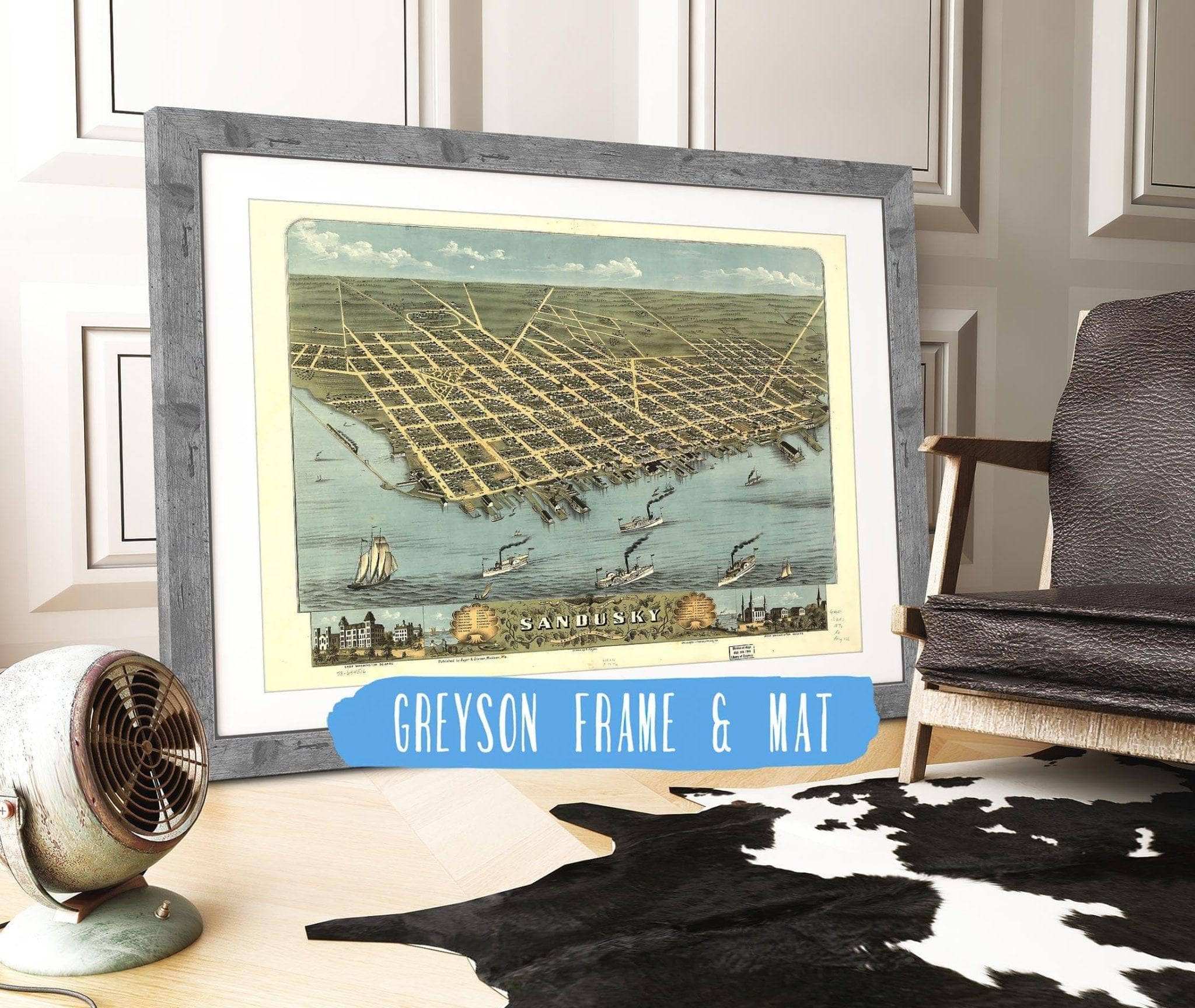 Birds Eye View Of The City Of Sandusky Erie County Ohio 1870 State of Ohio - Image 7