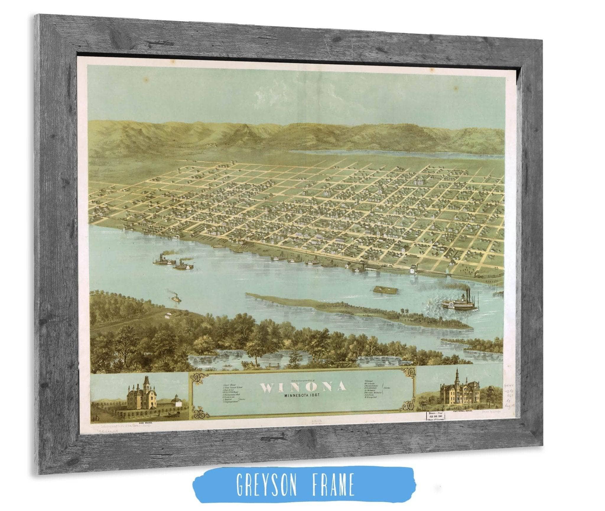 Birds Eye View Of The City Of Winona Minnesota 1867 State of Minnesota - Image 6