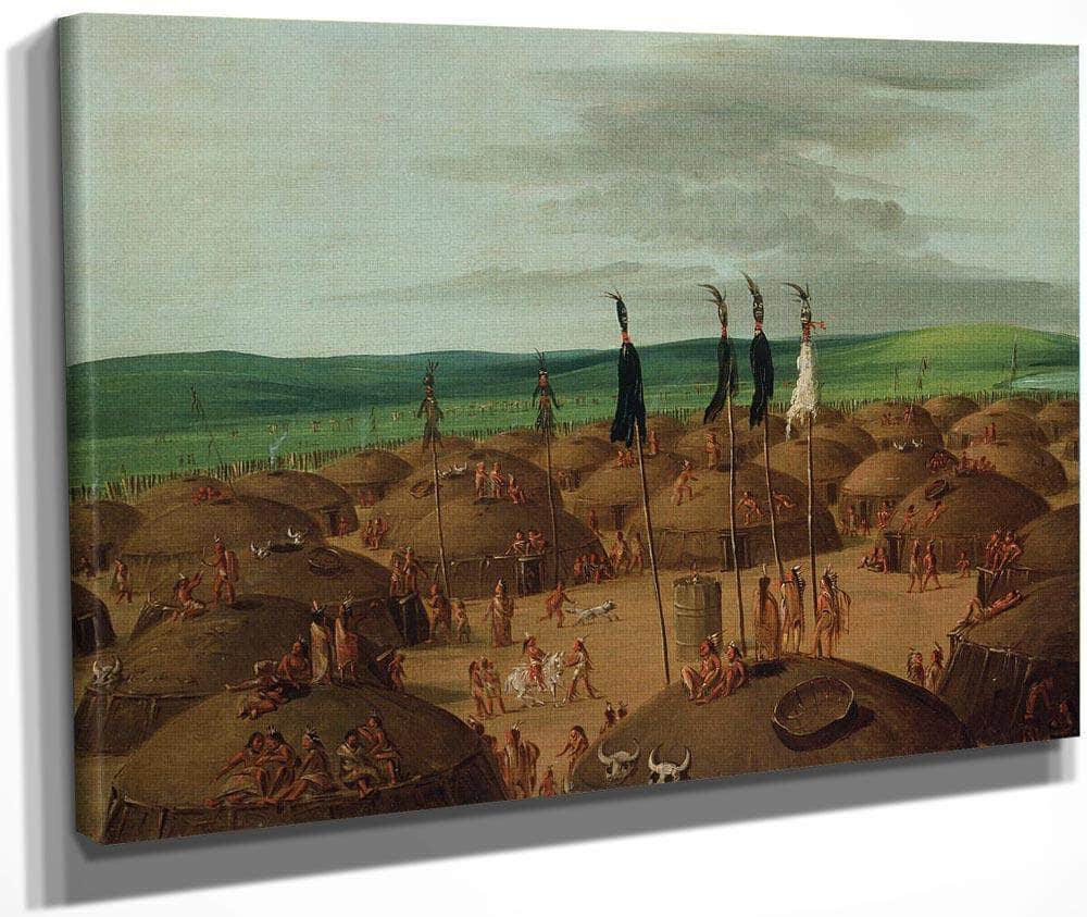 Bird's Eye View Of The Mandan Village, 1800 Miles Above St. Louis By George Catlin