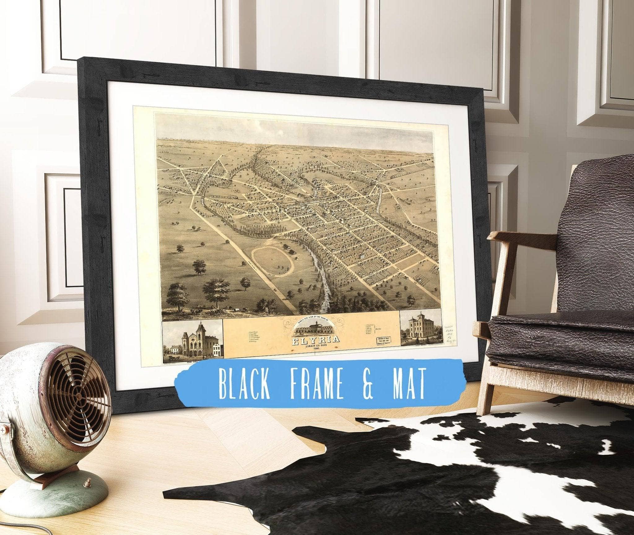 Birds Eye View Of The Town Of Elyria Lorain Co Ohio 1868 State of Ohio - Image 3