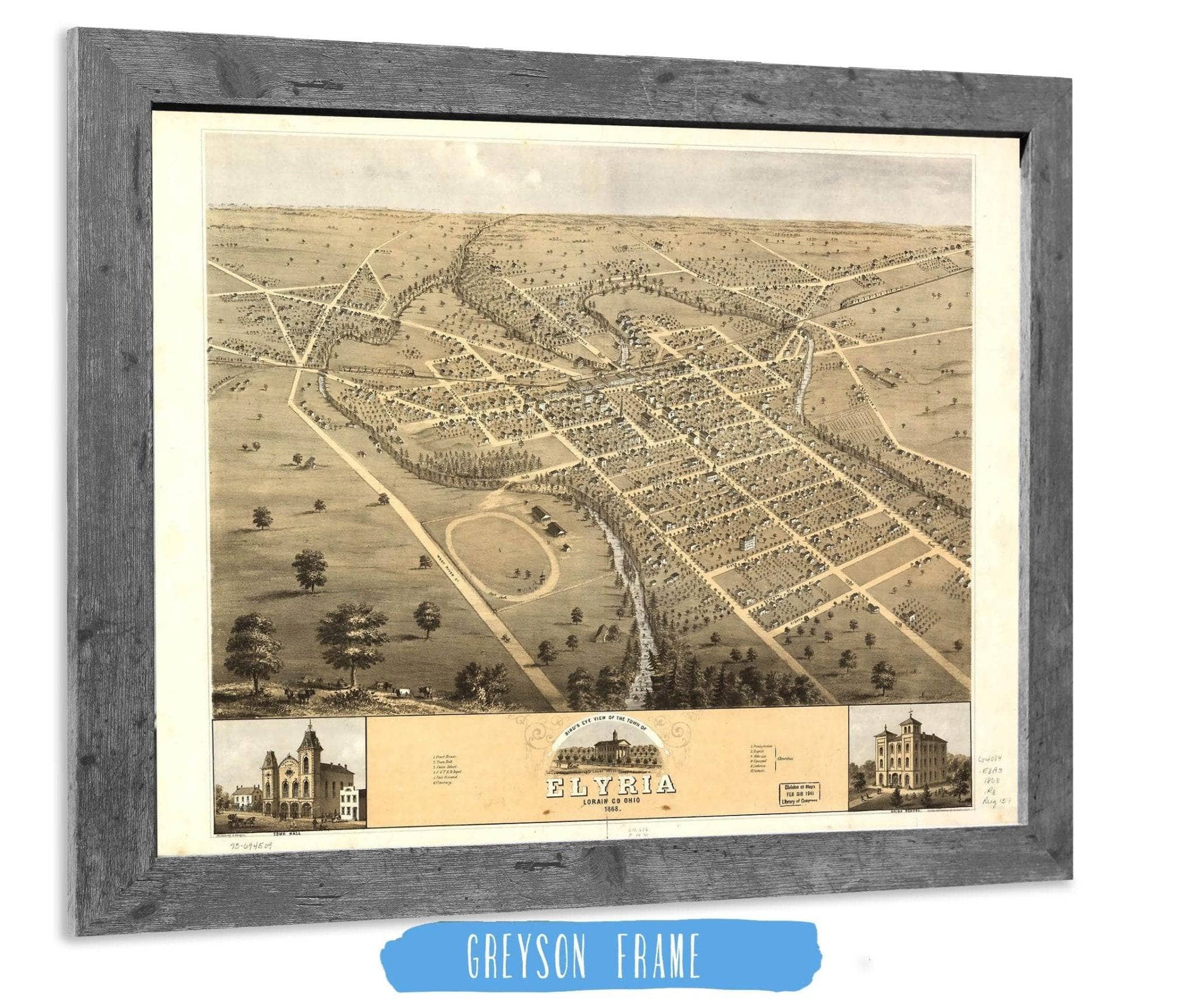 Birds Eye View Of The Town Of Elyria Lorain Co Ohio 1868 State of Ohio - Image 6
