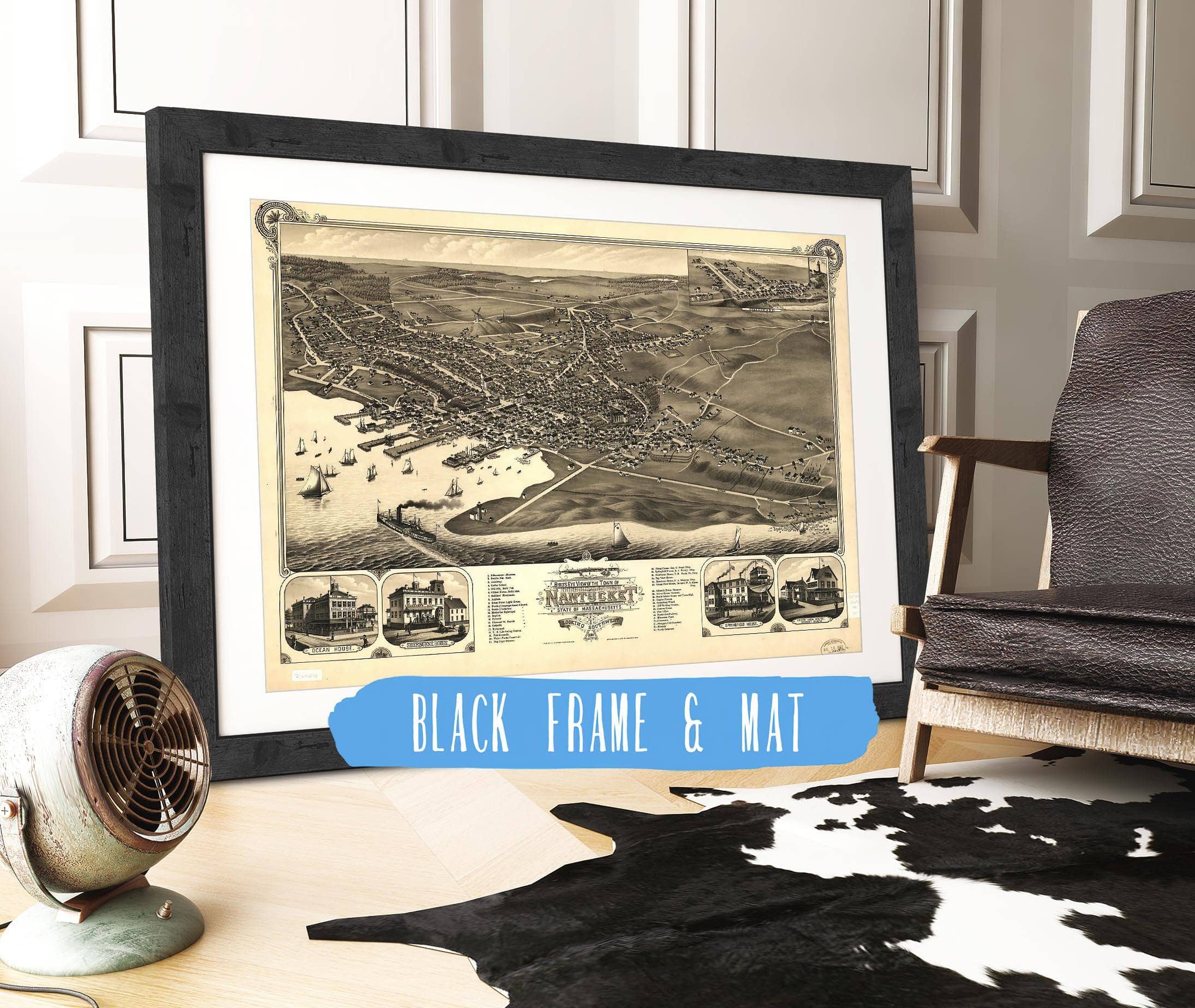 Birds Eye View Of The Town Of Nantucket In The State Of Massachusetts 1881 State of Massachusetts - Image 3