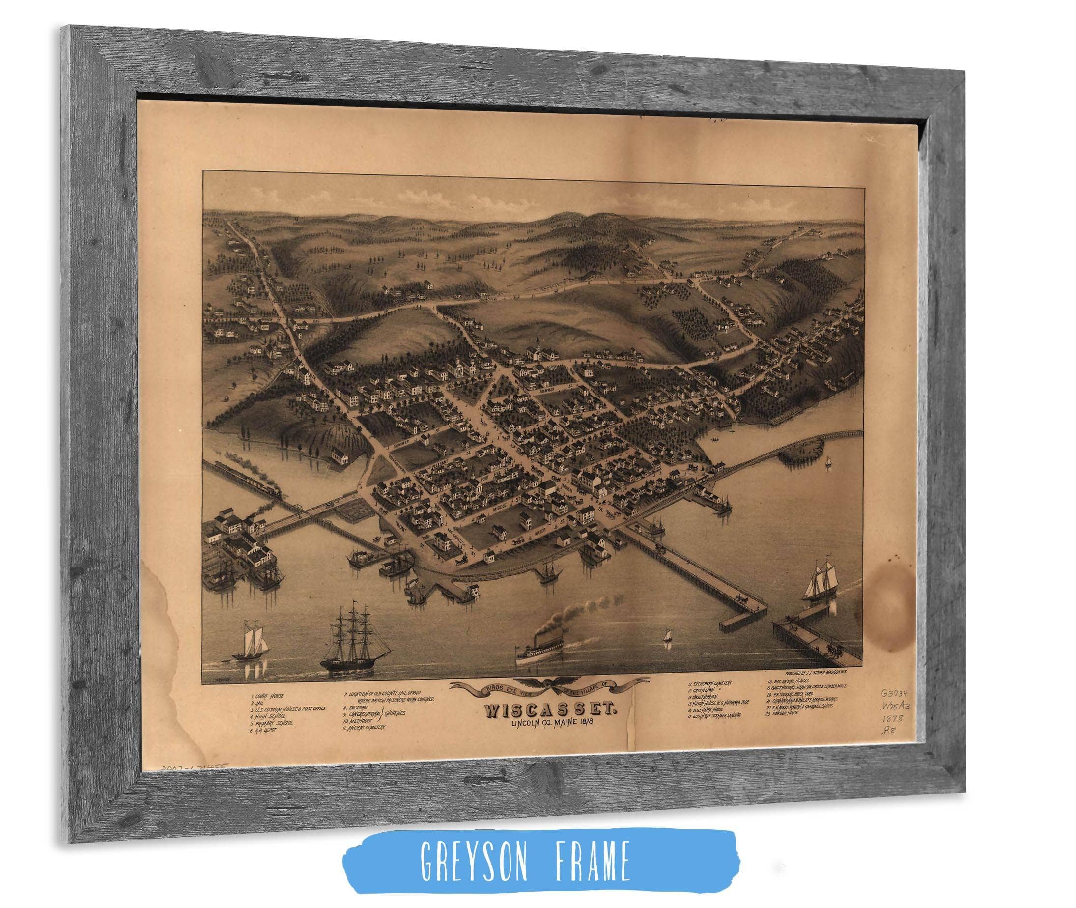 Birds Eye View Of The Village Of Wiscasset Lincoln Co Maine 1878 State of Maine - Image 6