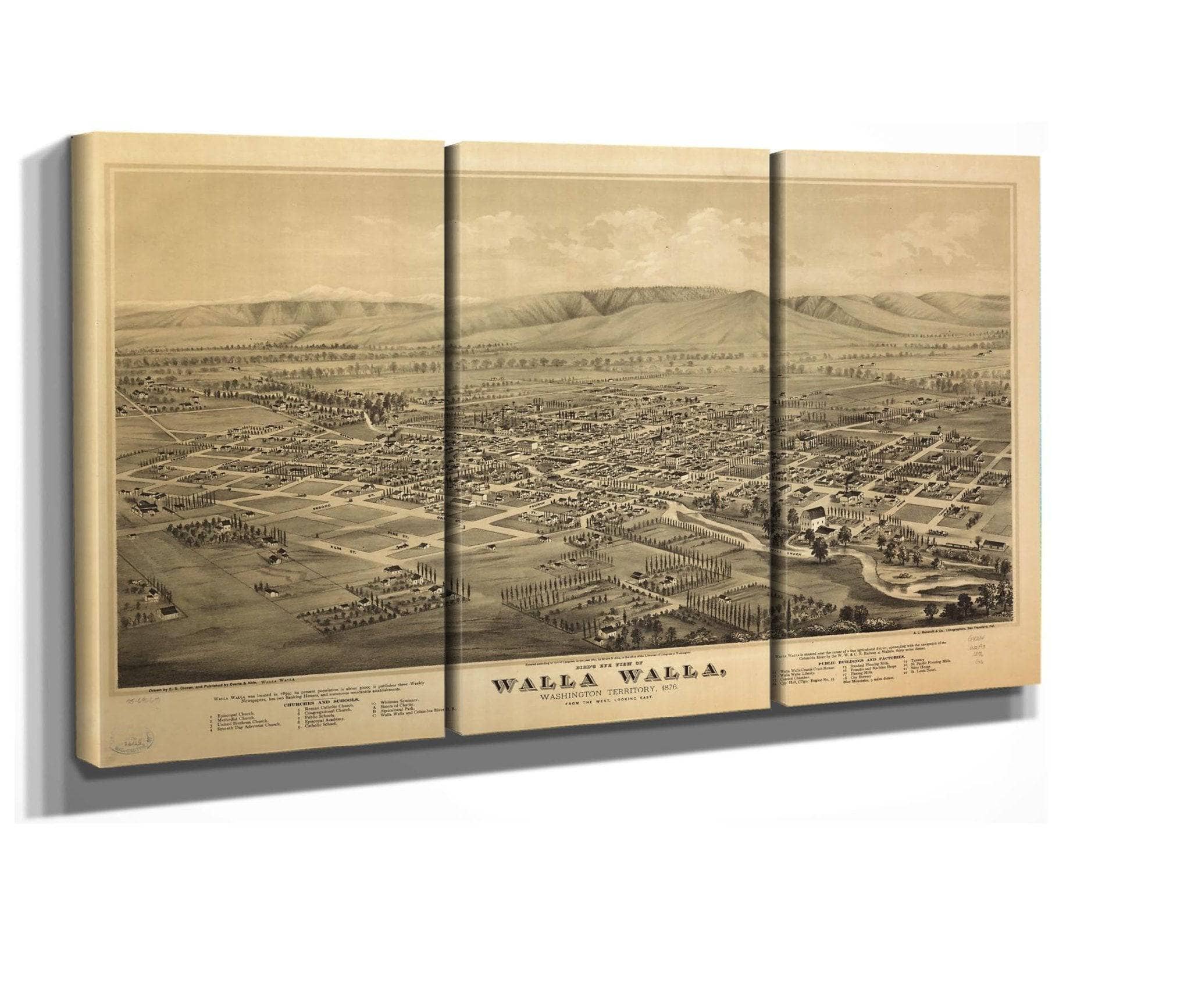 Birds Eye View Of Walla Walla Washington Territory 1876 State Of Washington - Image 2