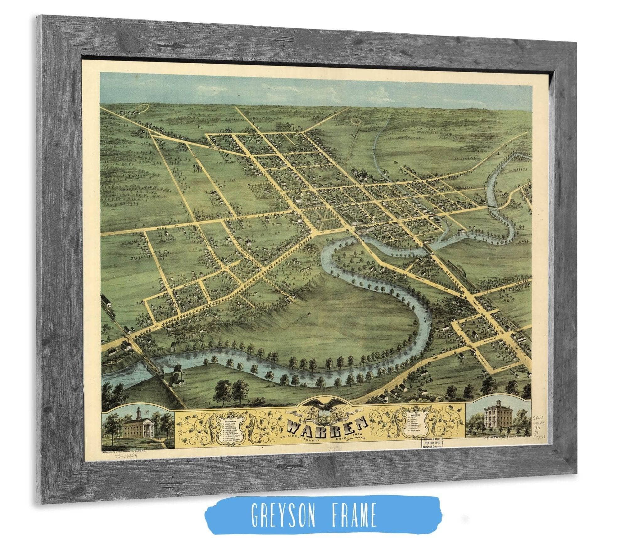 Birds Eye View Of Warren Trumbull County Ohio 1870 State of Ohio - Image 6