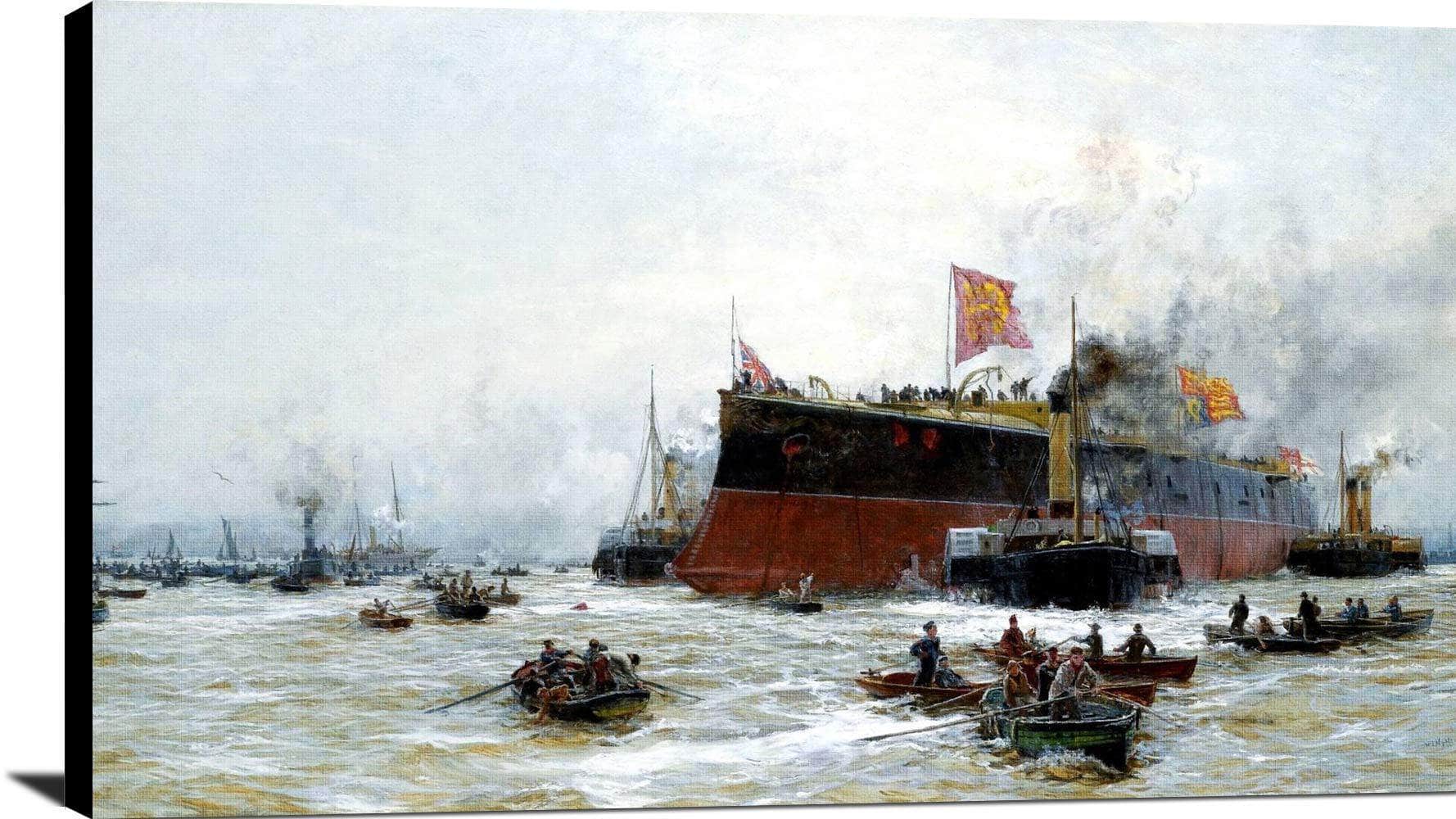 Birth Of A Titan Hms Blake Painting William Lionel Wyllie Canvas Art - Image 2