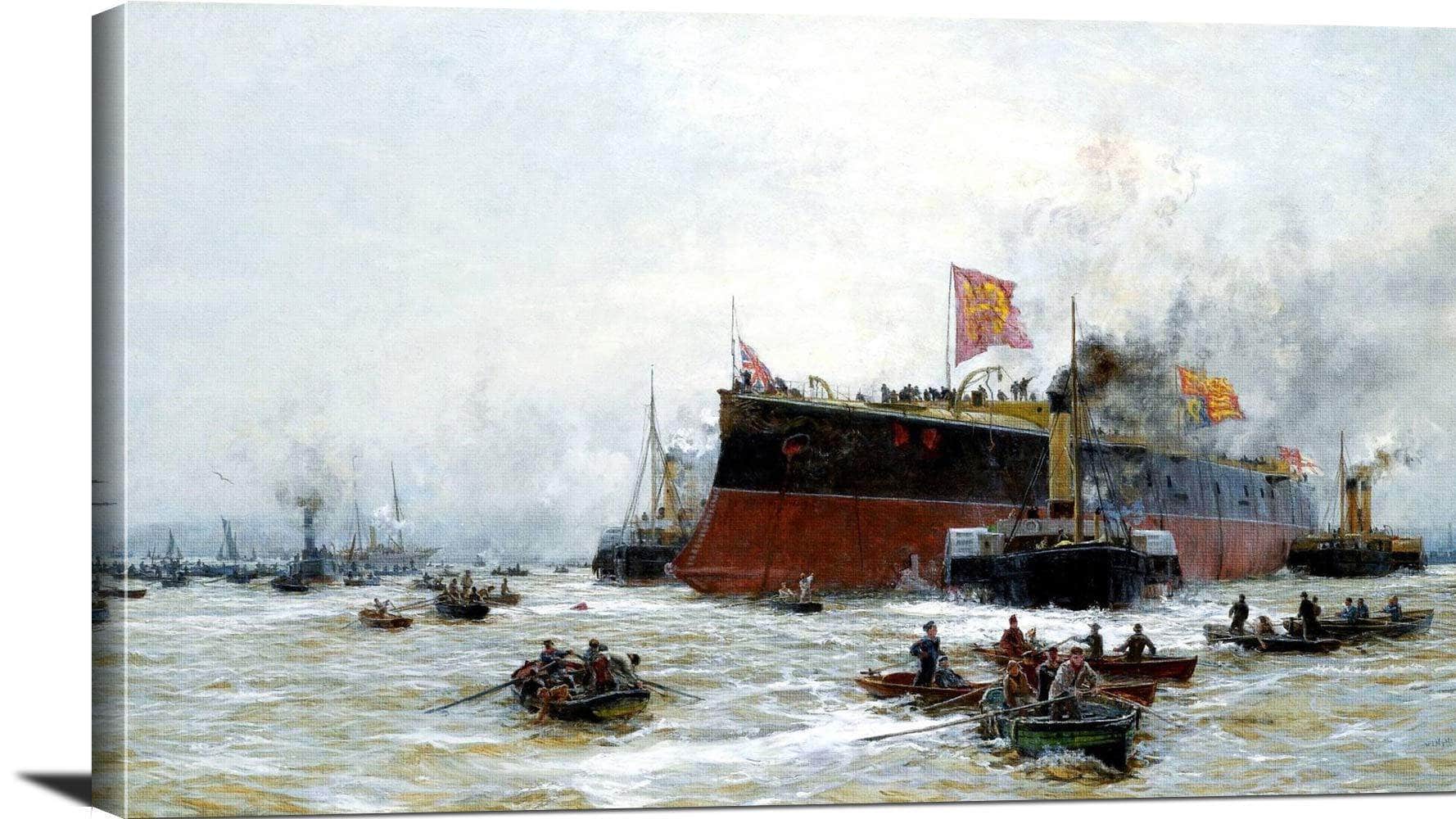 Birth Of A Titan Hms Blake Painting William Lionel Wyllie Canvas Art - Image 3