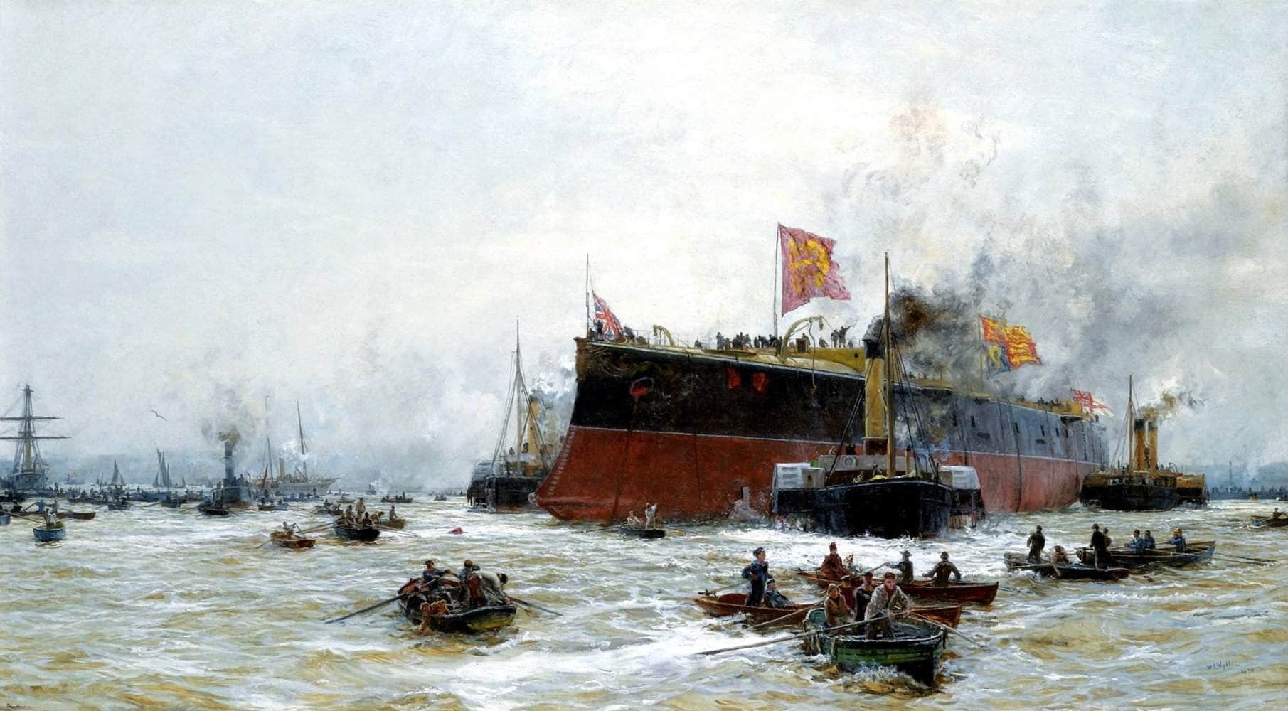 Birth Of A Titan Hms Blake Painting William Lionel Wyllie Canvas Art - Image 5