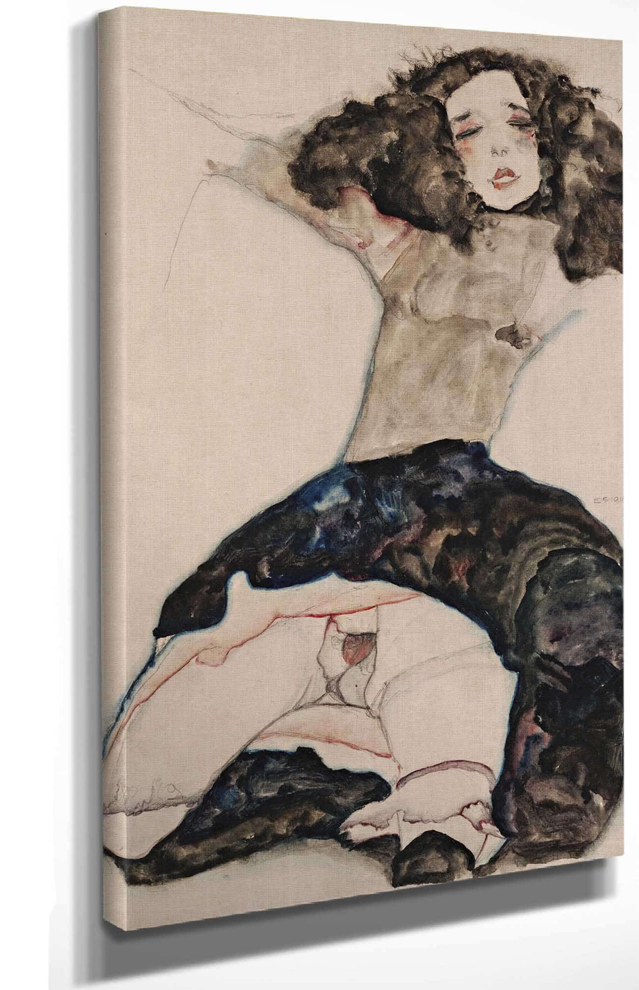 Black Haired Girl With Lifted Skirt by Egon Schiele - Image 4