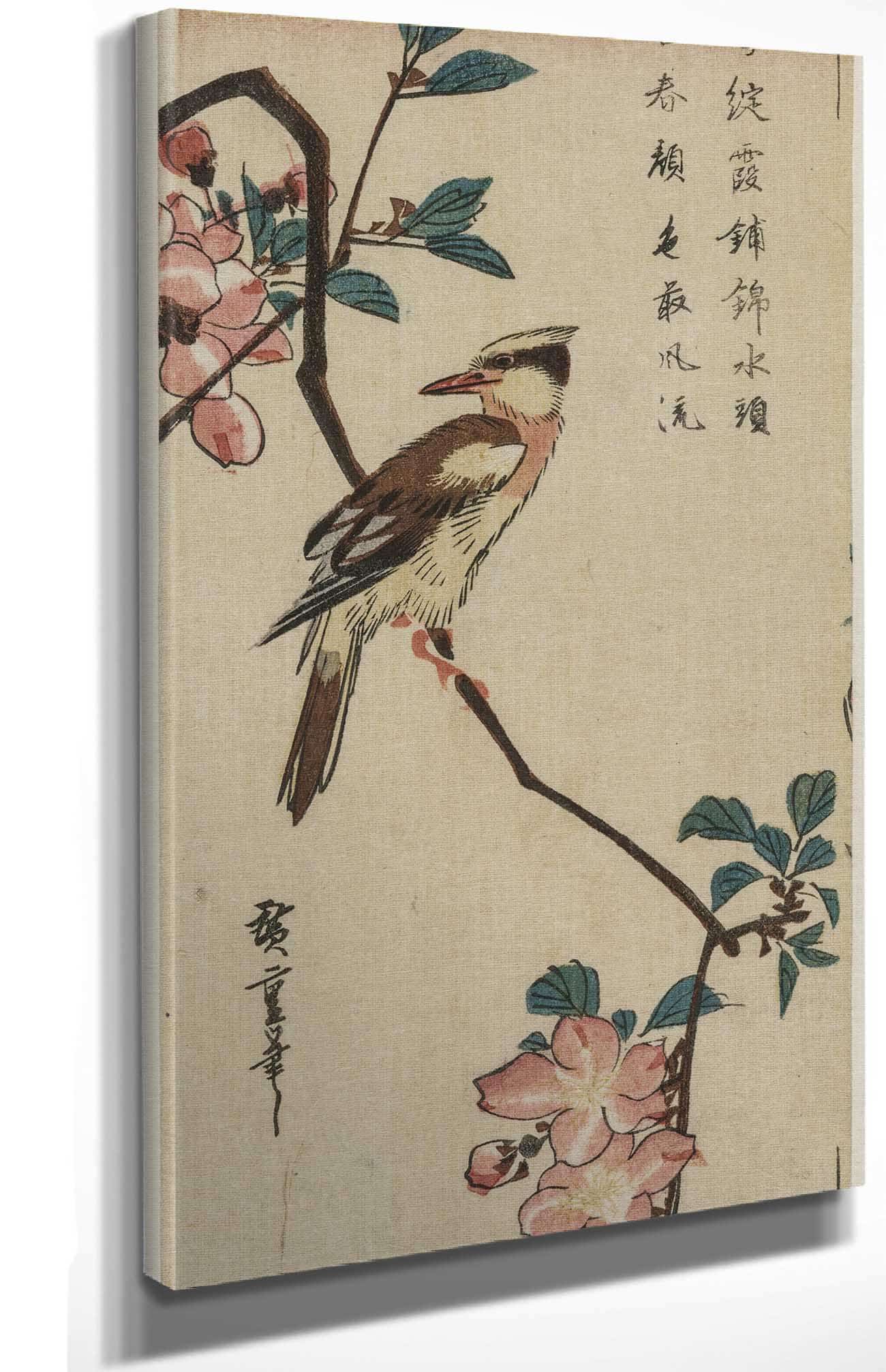 Black Naped Oriole Korean Warbler On A Hall Crabapple by Ando Hiroshige - Image 4
