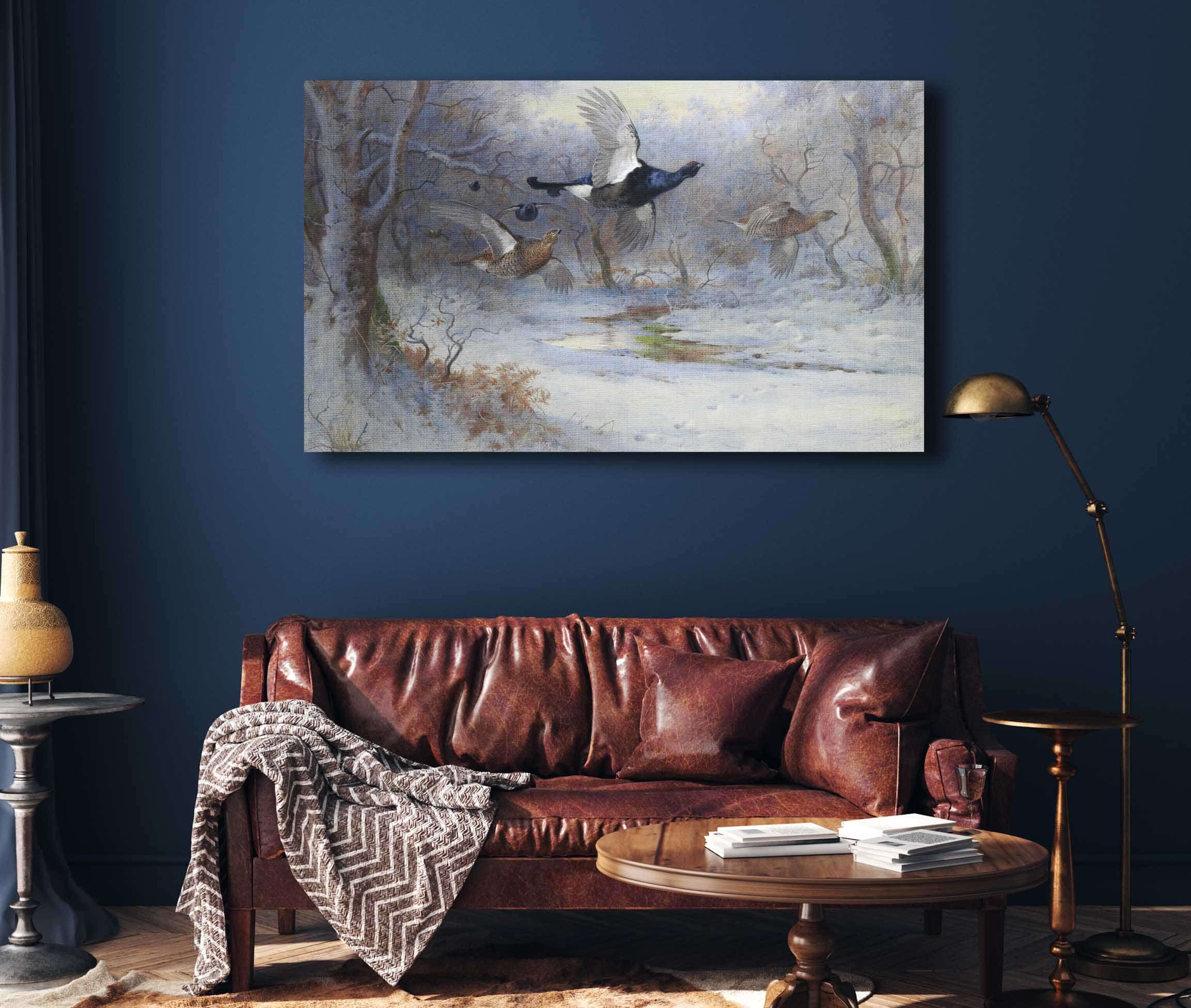 Blackcock And Grouse In Flight Winter by Archibald Thorburn - Image 4