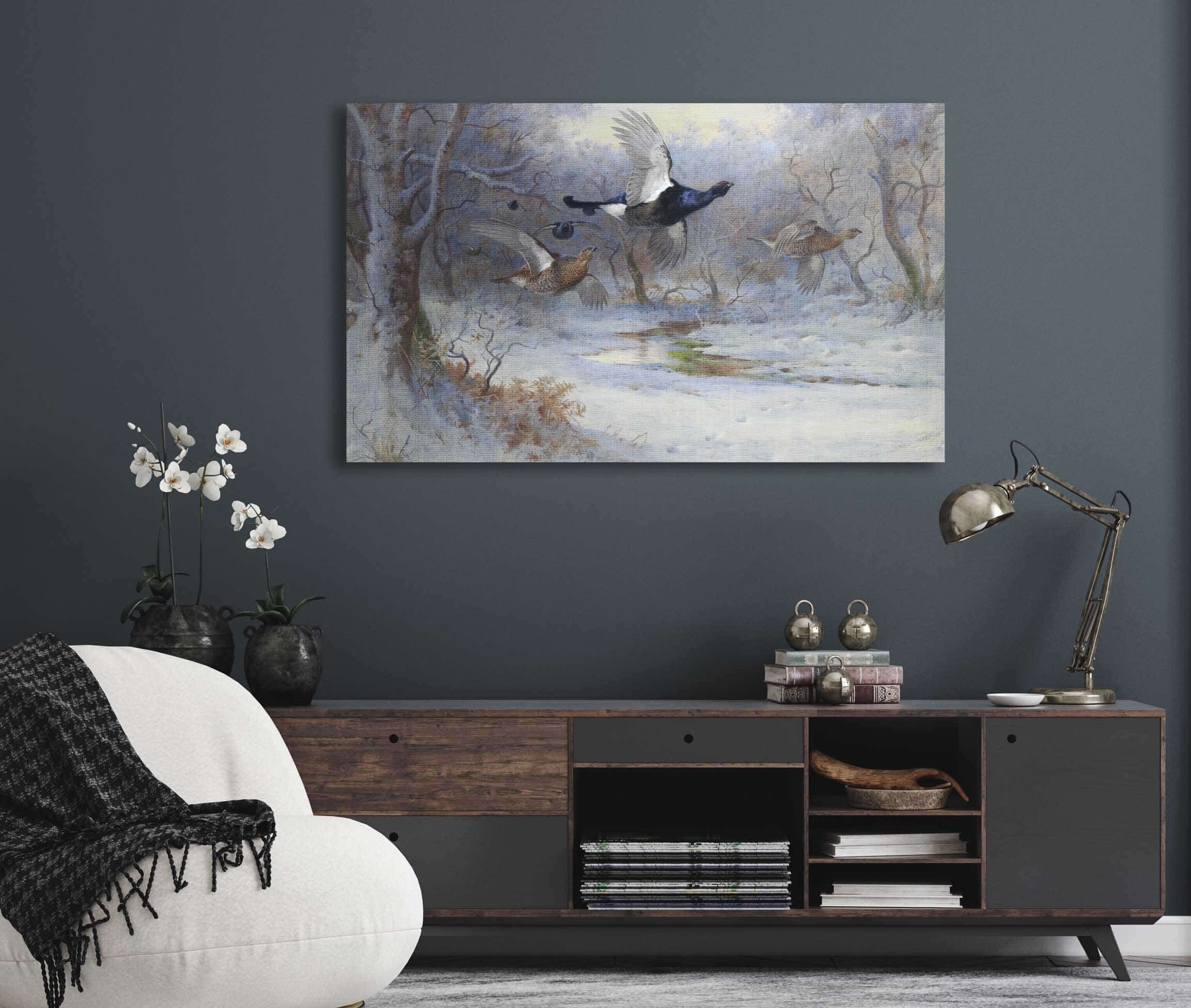 Blackcock And Grouse In Flight Winter by Archibald Thorburn - Image 5