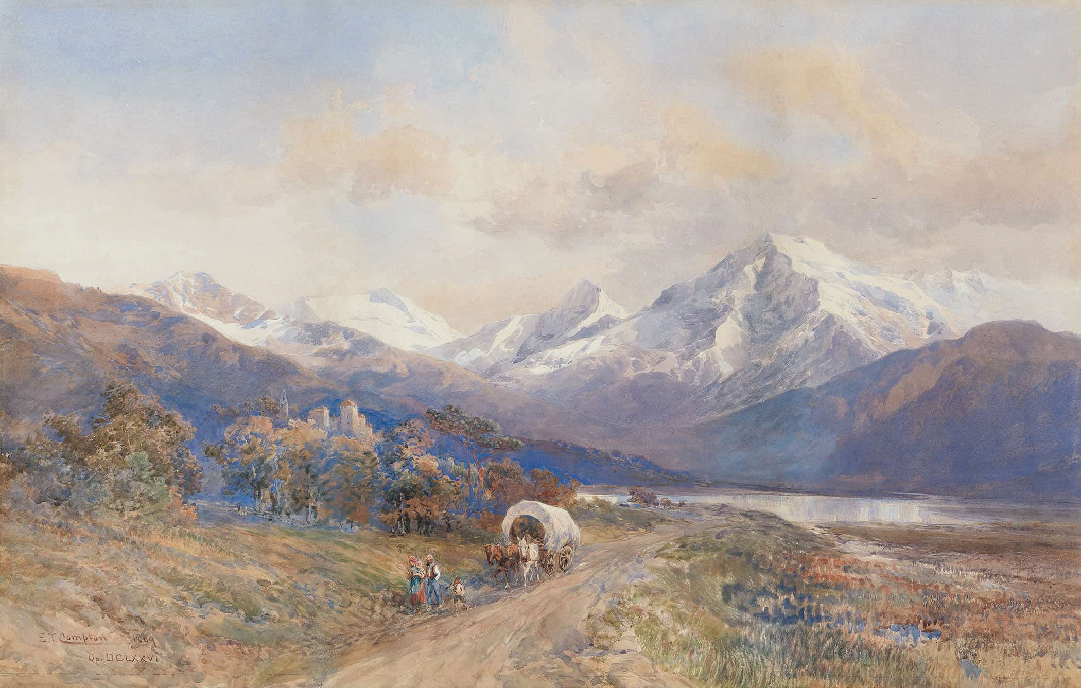 Blick Auf Den Ortler Von St Valentin by Edward Theodore Compton - Image 2