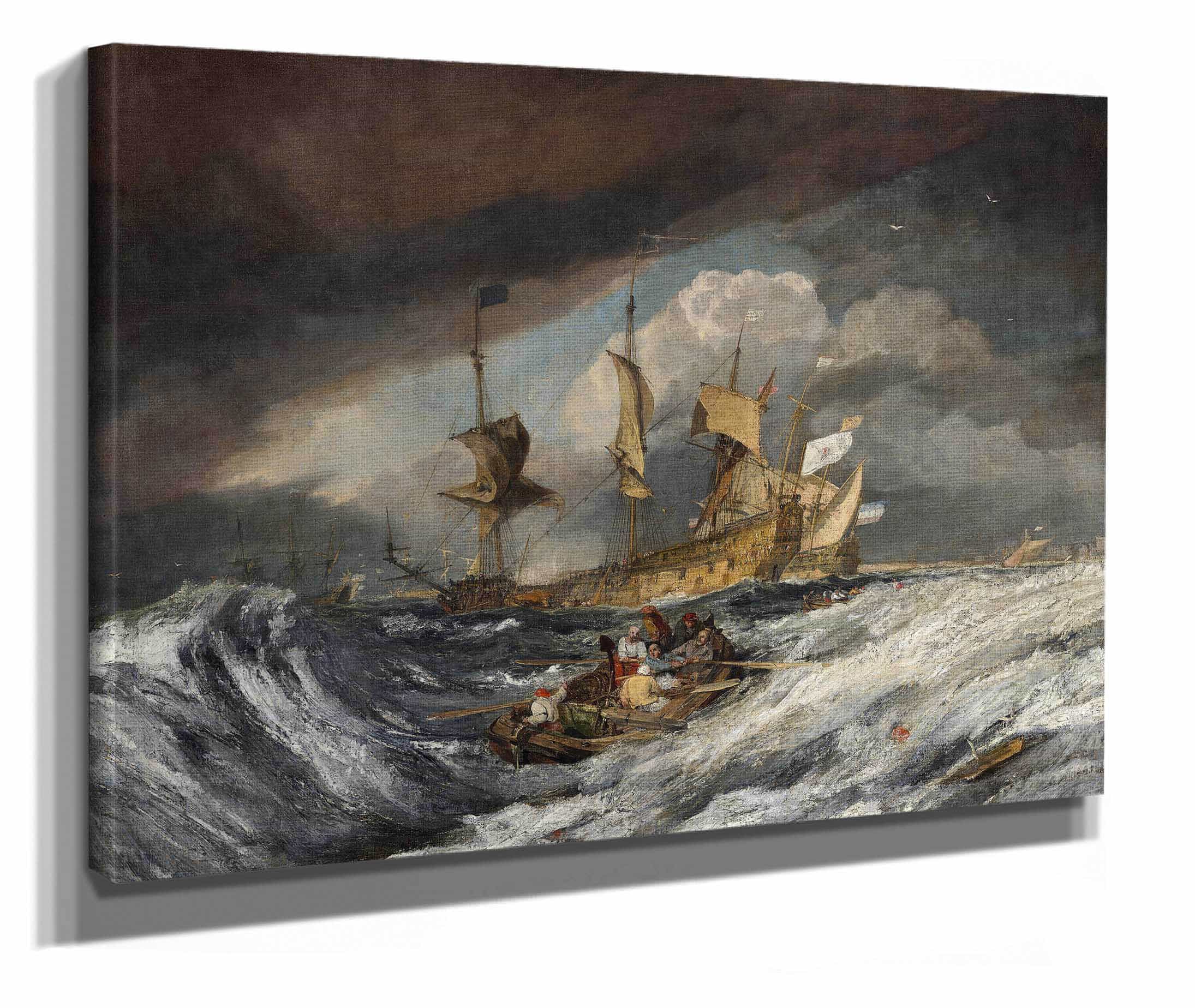 Boats Carrying Out Anchors To The Dutch Men Of War by Joseph Mallord William Turner - Image 2
