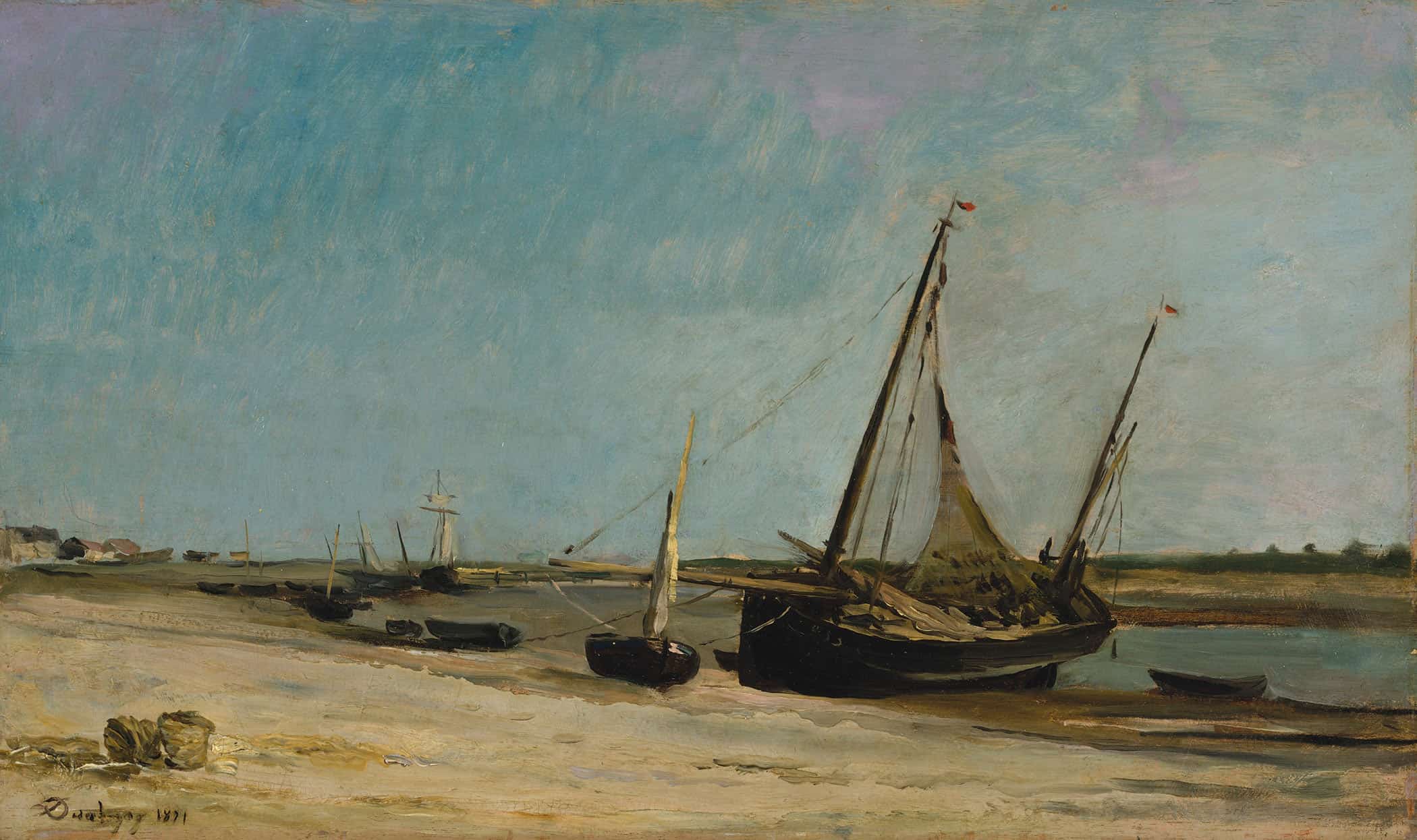 Boats On The Seacoast At Etaples by Charles Francois Daubigny - Image 2