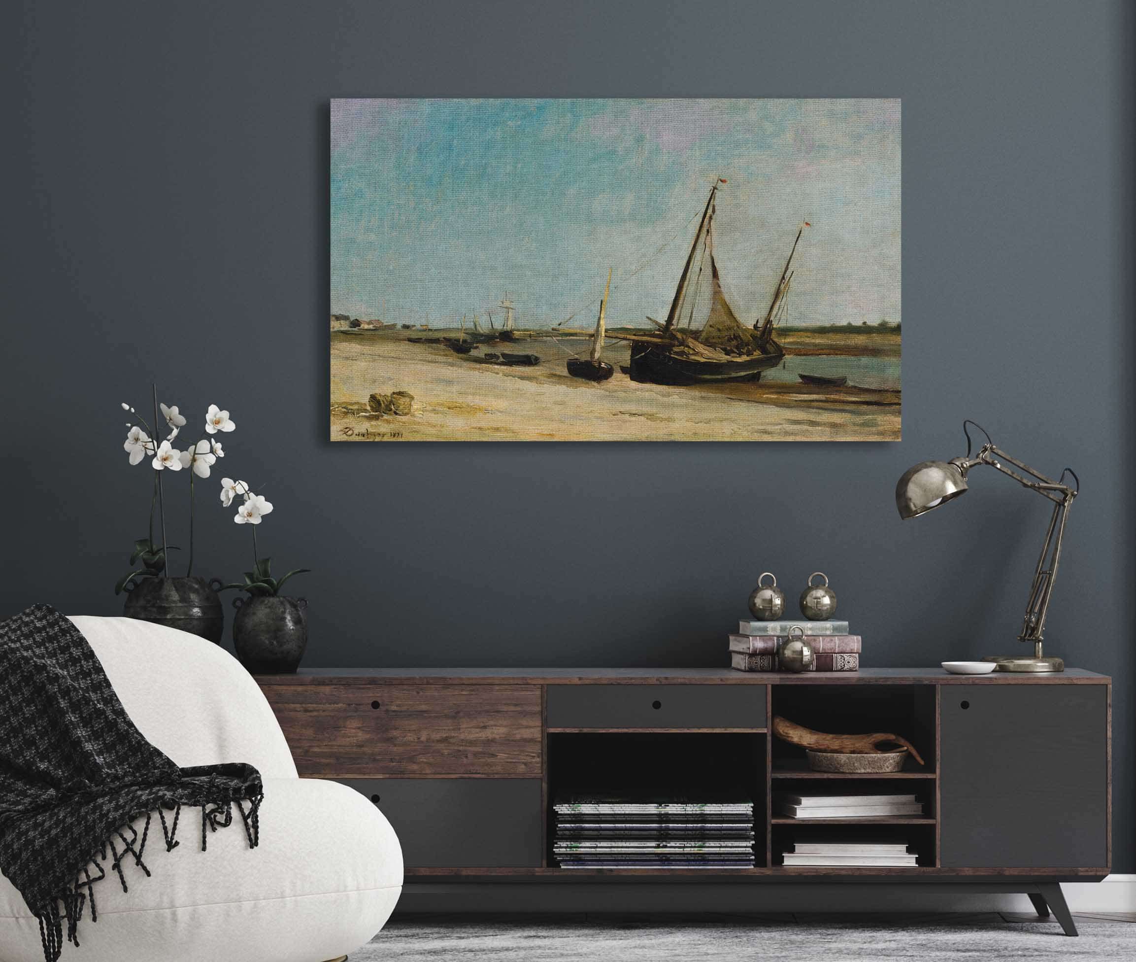 Boats On The Seacoast At Etaples by Charles Francois Daubigny - Image 5