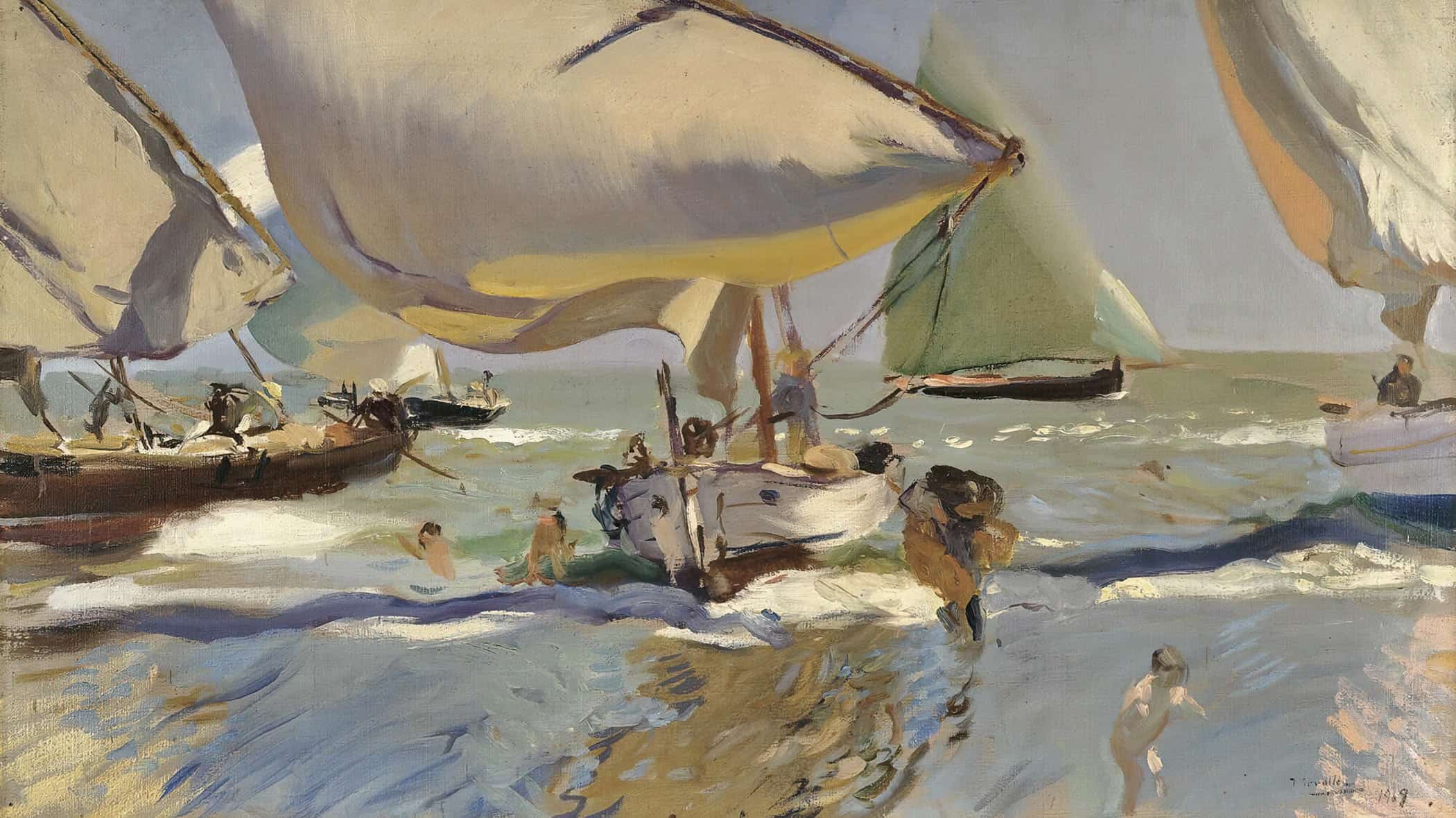 Boats On The Shore by Joaquin Sorolla - Image 2