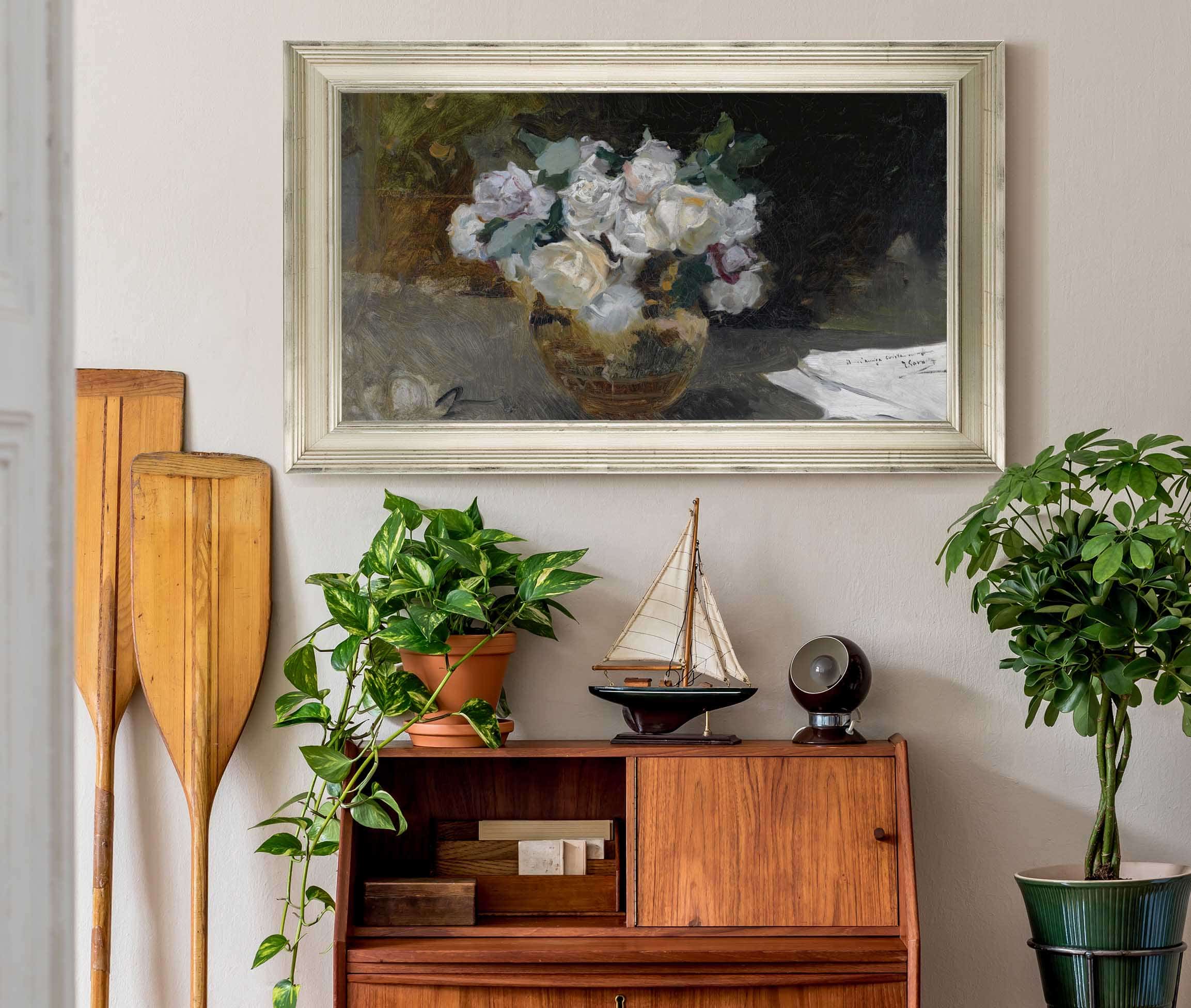 Bodegon De Rosas Blancas Bouquet Of White Roses by Joaquin Sorolla - Image 6