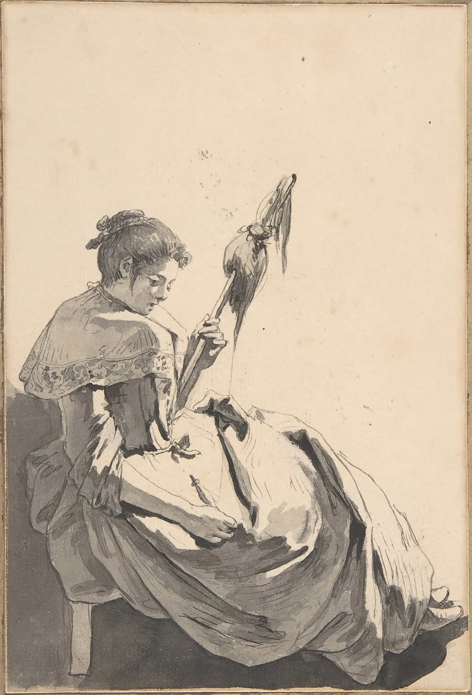 Bolognese Peasant Girl With A Distaff by Jean Baptiste Greuze - Image 2
