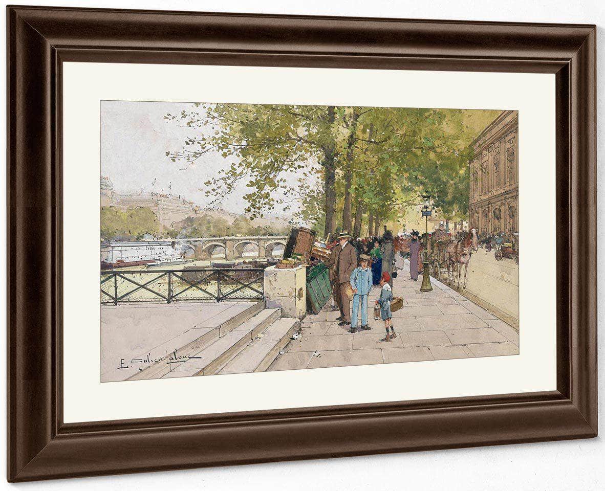 Book Vendors Along The Quais Of The Seine Paris By Eugene Galien Laloue - Image 3
