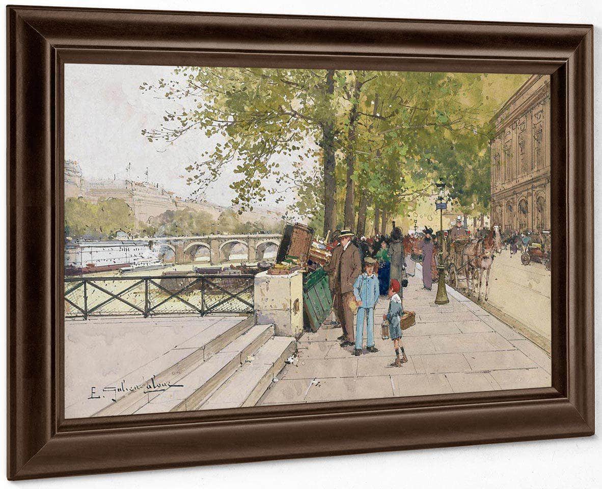 Book Vendors Along The Quais Of The Seine Paris By Eugene Galien Laloue - Image 4