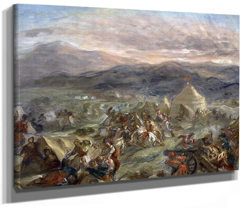 Botzaris Surprises The Turkish Camp And Falls Fatally Wounded By Ferdinand Victor Eugene Delacroix