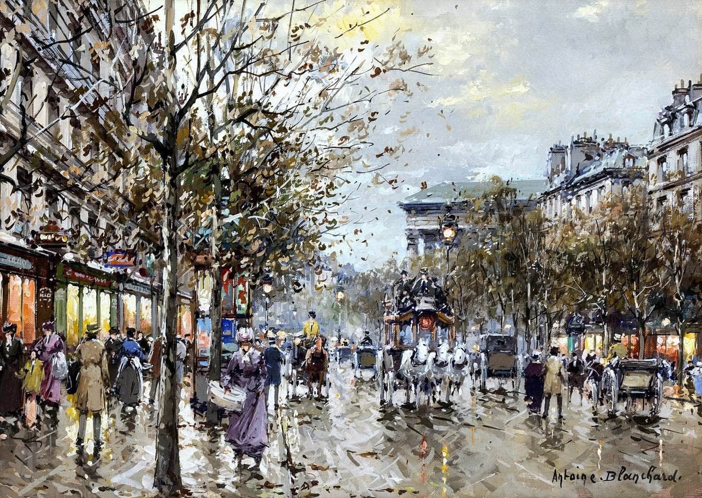 Boulevard De La Madeleine Painting Antoine Blanchard Canvas Art - Image 5