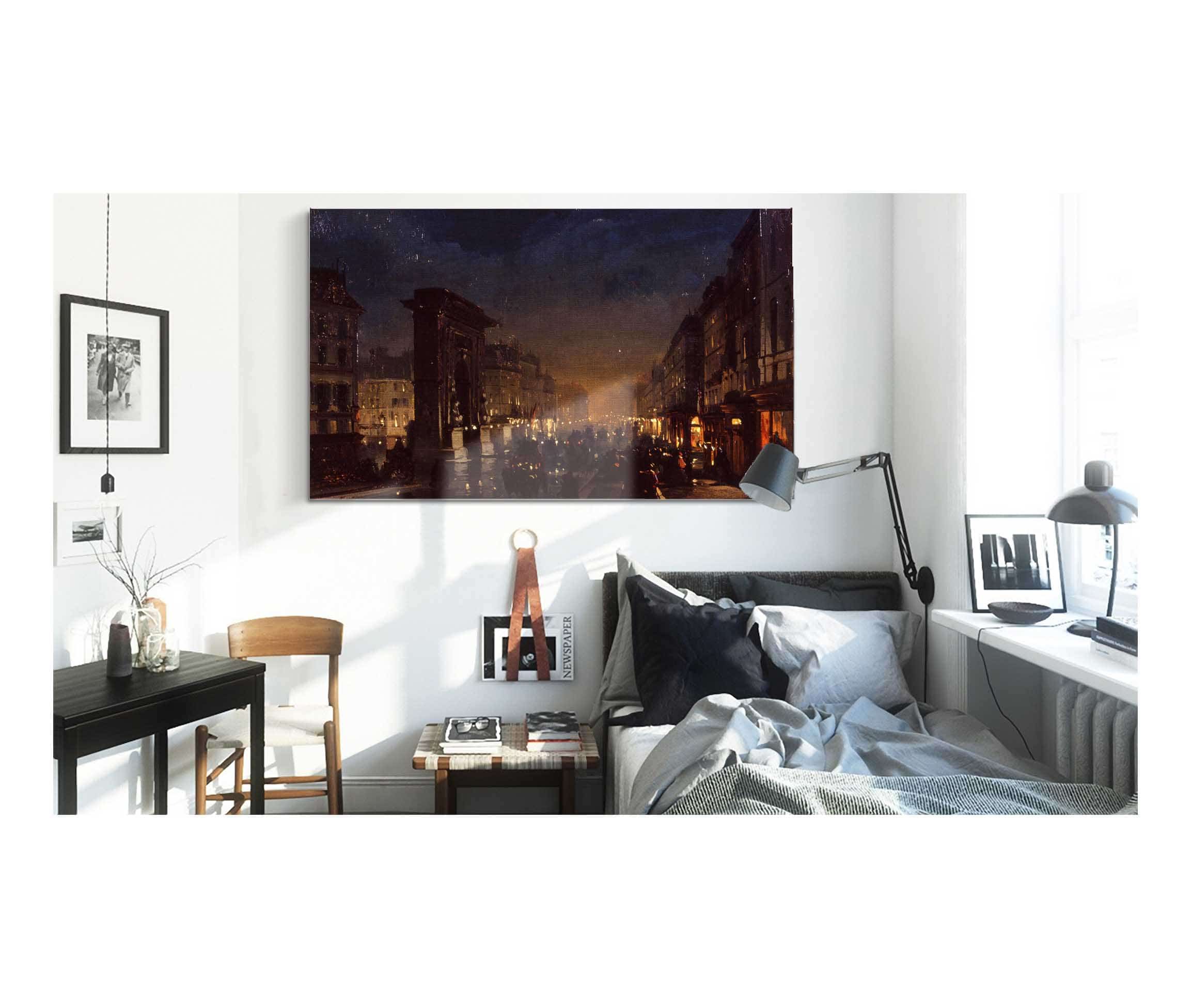 Boulevard Et Porte Saint Denis Olio Su Cartoncino Intelato by Ippolito Caffi - Image 3