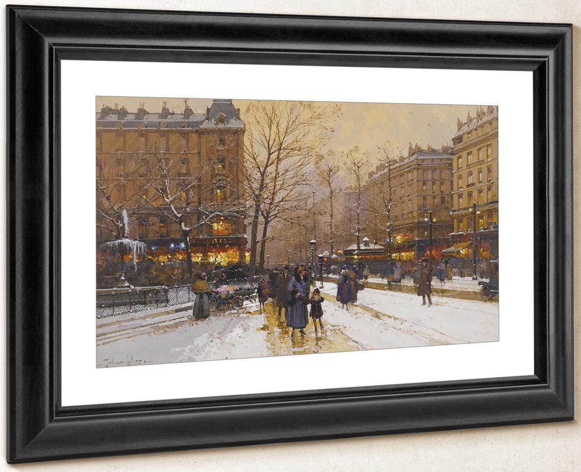 Boulevard Parisien Sous La Neige By Eugene Galien Laloue - Image 2