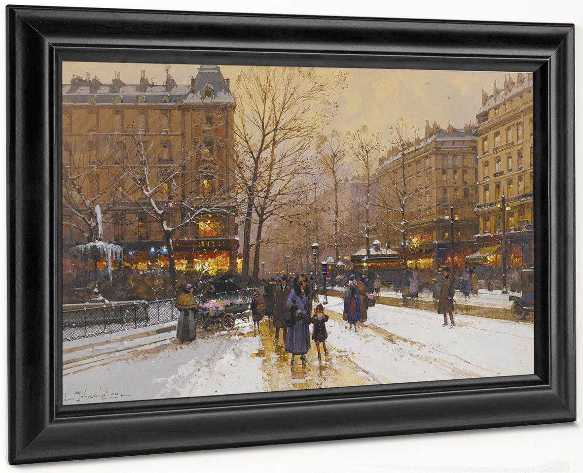 Boulevard Parisien Sous La Neige By Eugene Galien Laloue - Image 6