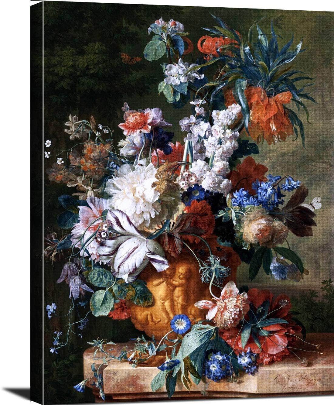 Bouquet Of Flowers In An Urn Painting Jan Van Huysum Canvas Art - Image 3