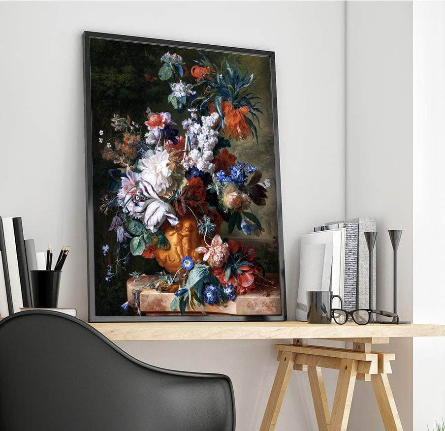 Bouquet Of Flowers In An Urn Painting Jan Van Huysum Canvas Art - Image 4