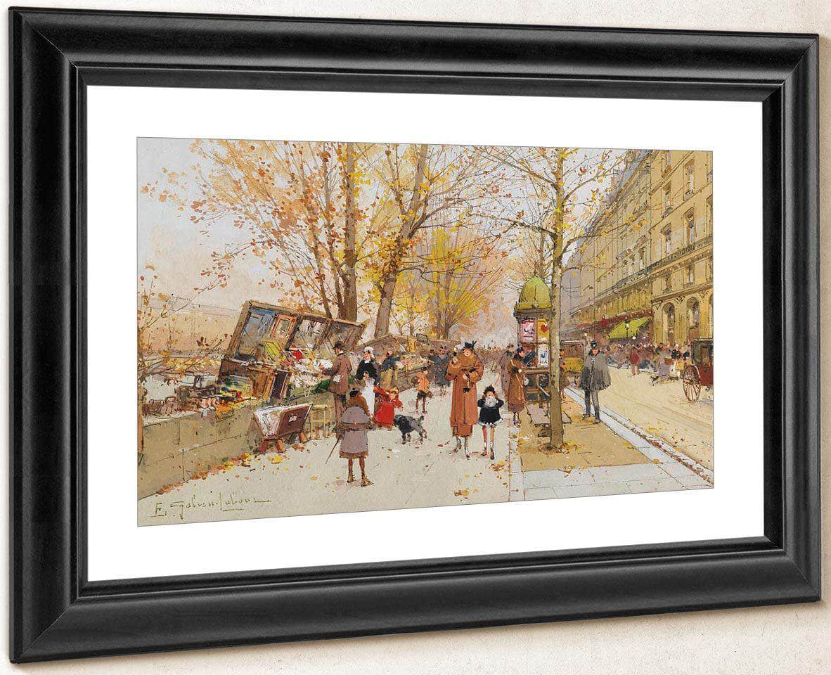 Bouquinistes Quai Du Louvre Paris By Eugene Galien Laloue - Image 2