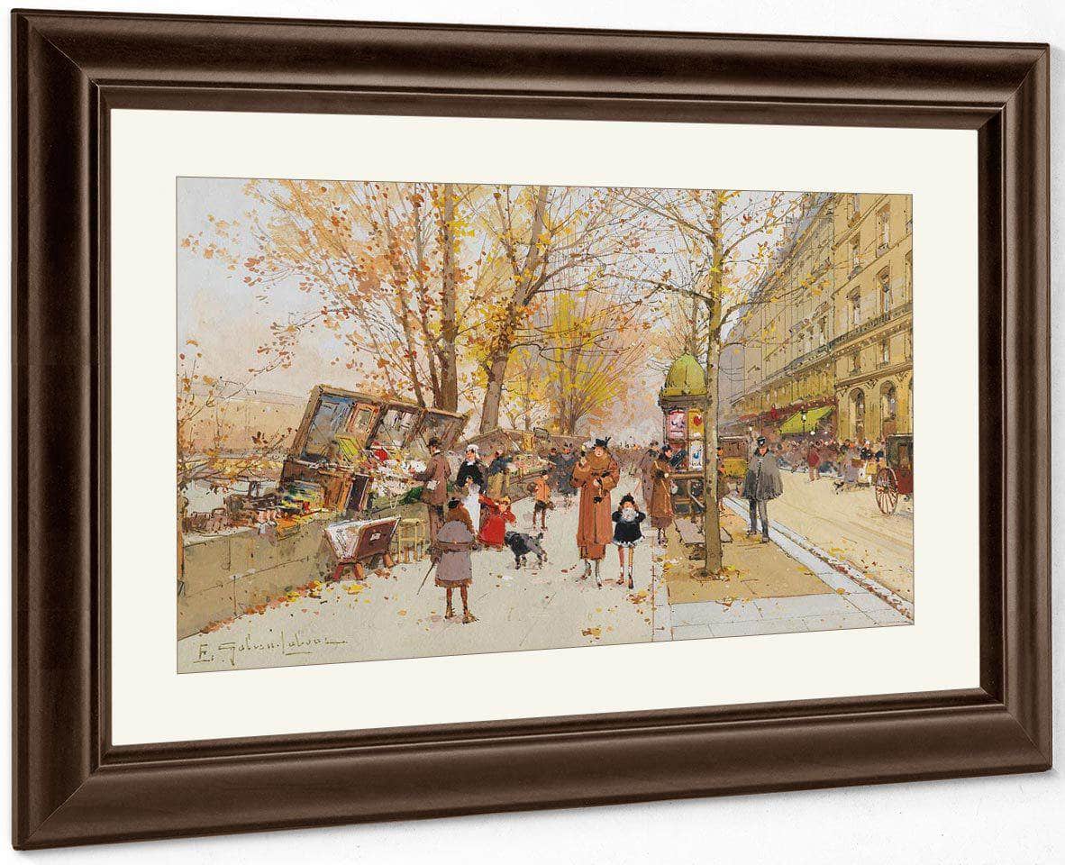 Bouquinistes Quai Du Louvre Paris By Eugene Galien Laloue - Image 3