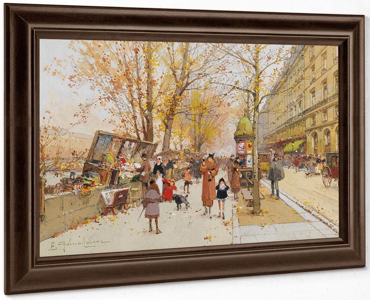 Bouquinistes Quai Du Louvre Paris By Eugene Galien Laloue - Image 4