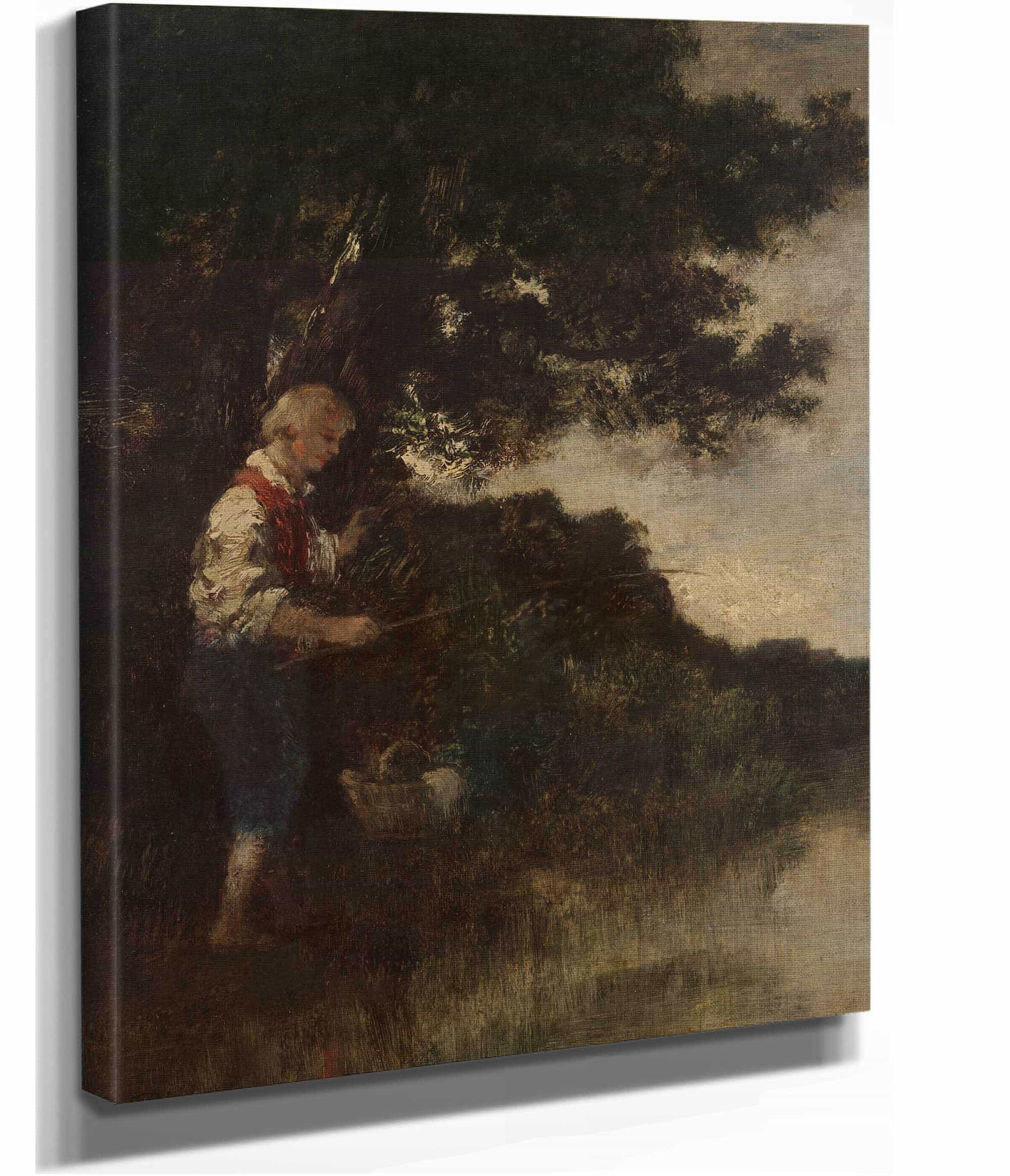 Boy Fishing by Narcisse Virgile Diaz De La Pena - Image 2